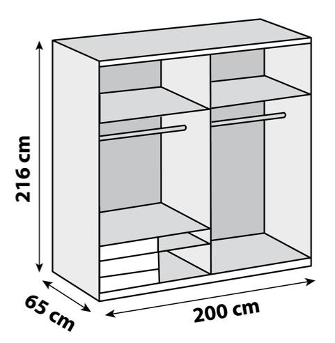 Schwebetürschrank Level Weiß Skizze