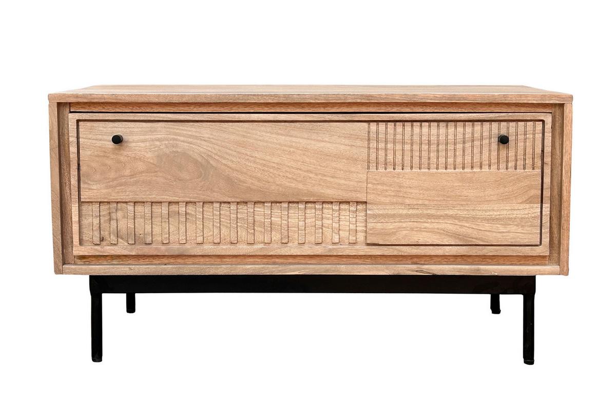 SCHUHSCHRANK Naturfarben/Schwarz B: 85cm - Schwarz/Naturfarben, Design, Holz/Metall (85/45/40cm) - MID.YOU