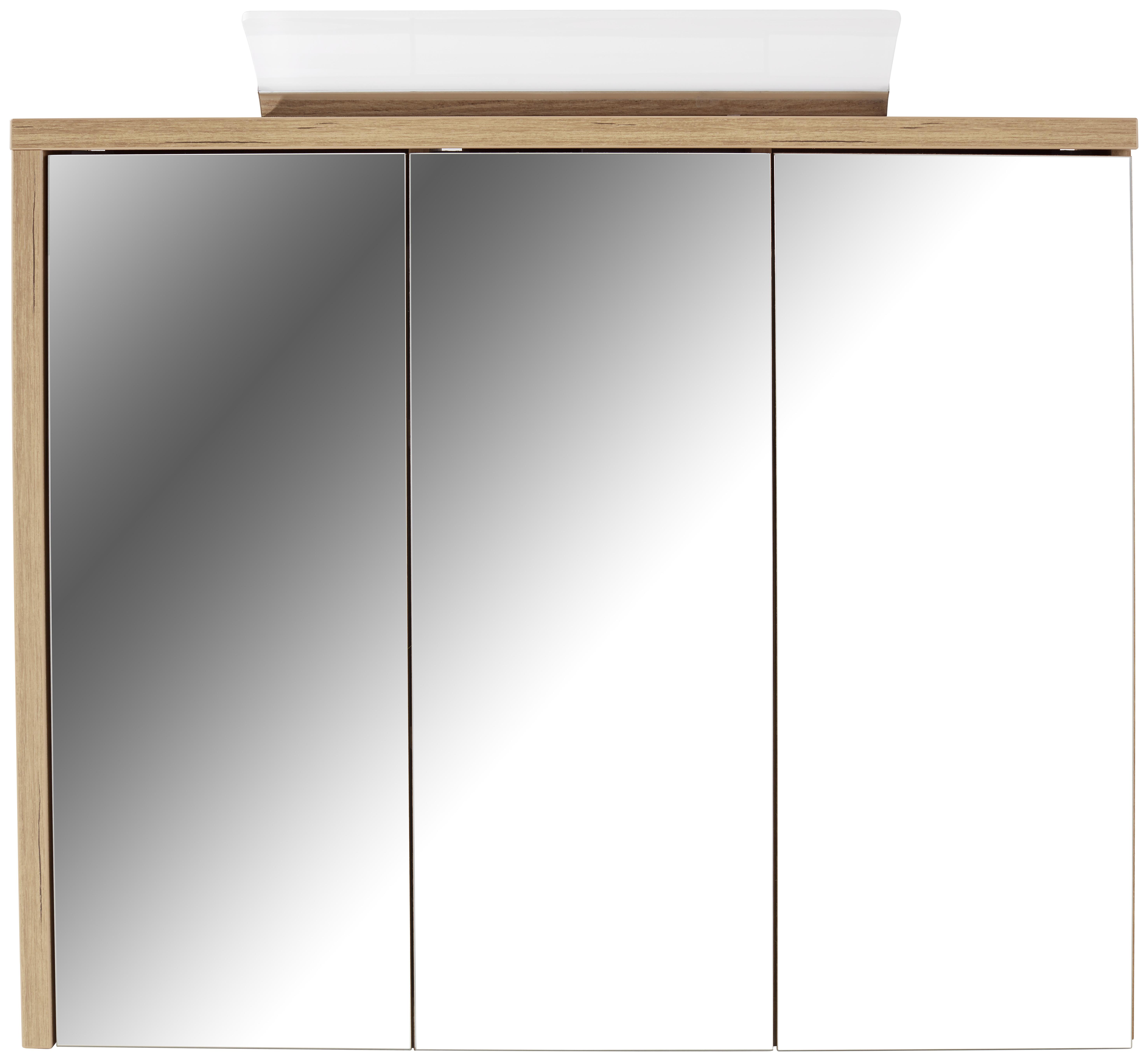 Spiegelschrank Opus Mit Led 3-Türig BxHxT: 90x71x18 - Eichefarben, MODERN, Holzwerkstoff (90/71/18cm)