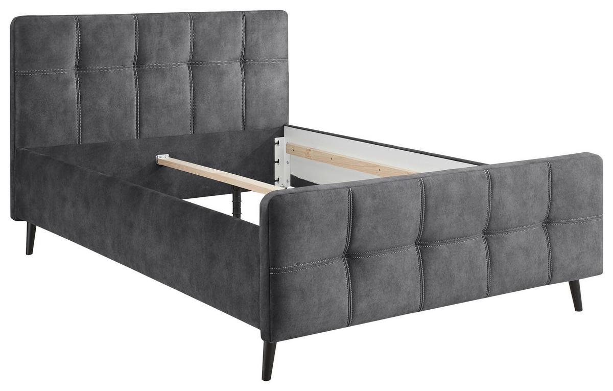 Čalouněná postel MARIO C antracit 140 x 200 cm - černá/antracitová, Basics, dřevo/kompozitní dřevo (140/200cm) - MID.YOU