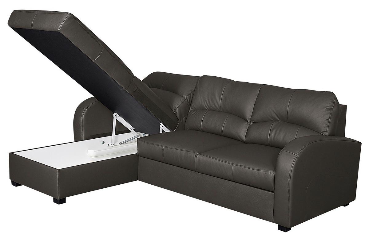 Ecksofa Tilo Dunkelbraun S: 168 cm - Dunkelbraun/Schwarz, Design, Leder/Textil (168/227cm) - Livetastic