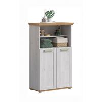 Midischrank Verona Eiche Dekor /Lärchefarben B: 74cm - Silberfarben/Lärchefarben, Trend, Holzwerkstoff (74/116/34cm) - MID.YOU