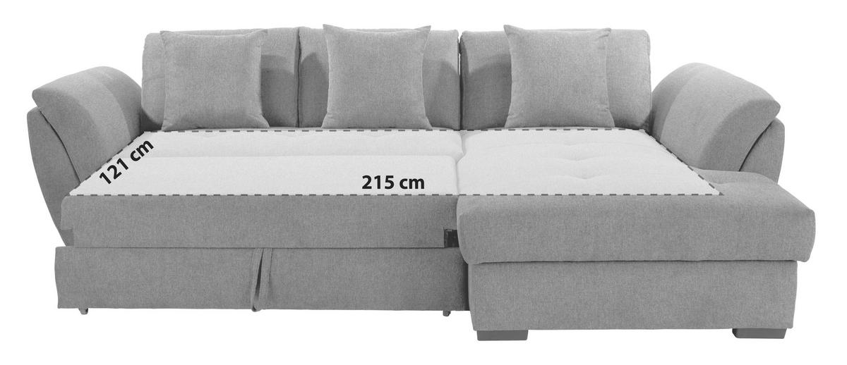 Ecksofa mit Schlaffunktion Berisso new Greige 278x187 cm - Greige/Schwarz, KONVENTIONELL, Textil (278/187cm) - Ondega