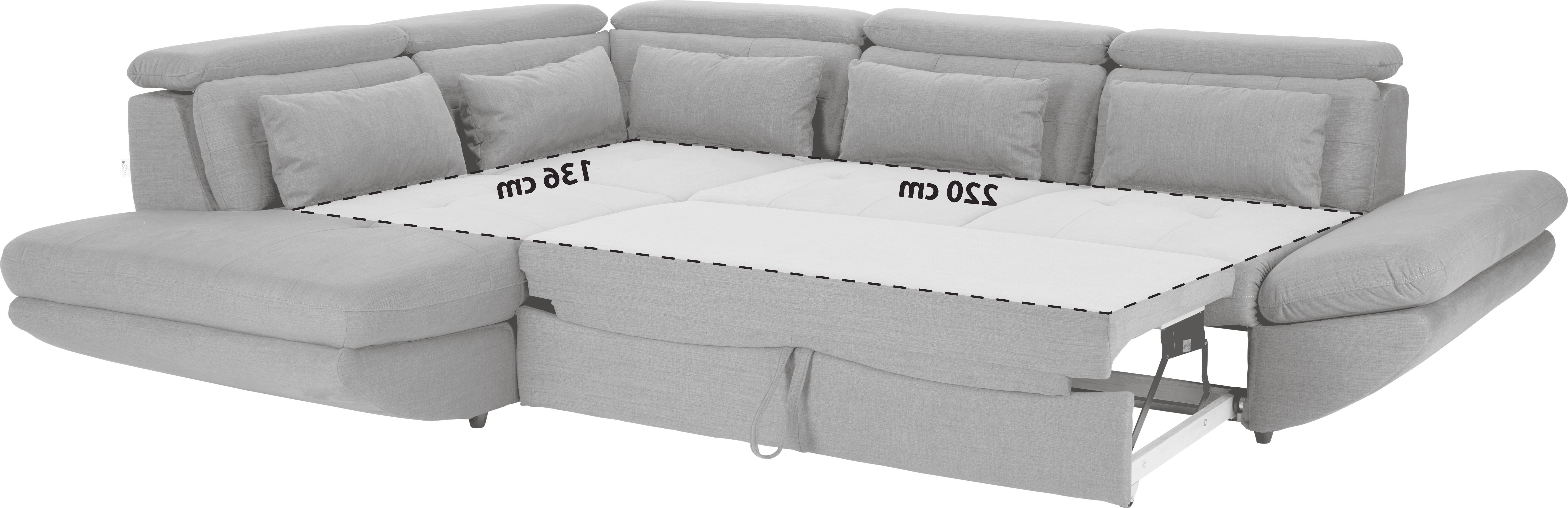 Ecksofa Mit Schlaffunktion Park Hell-/dunkelgrün - Dunkelgrün/Schwarz, MODERN, Textil (233/311cm) - Luca Bessoni