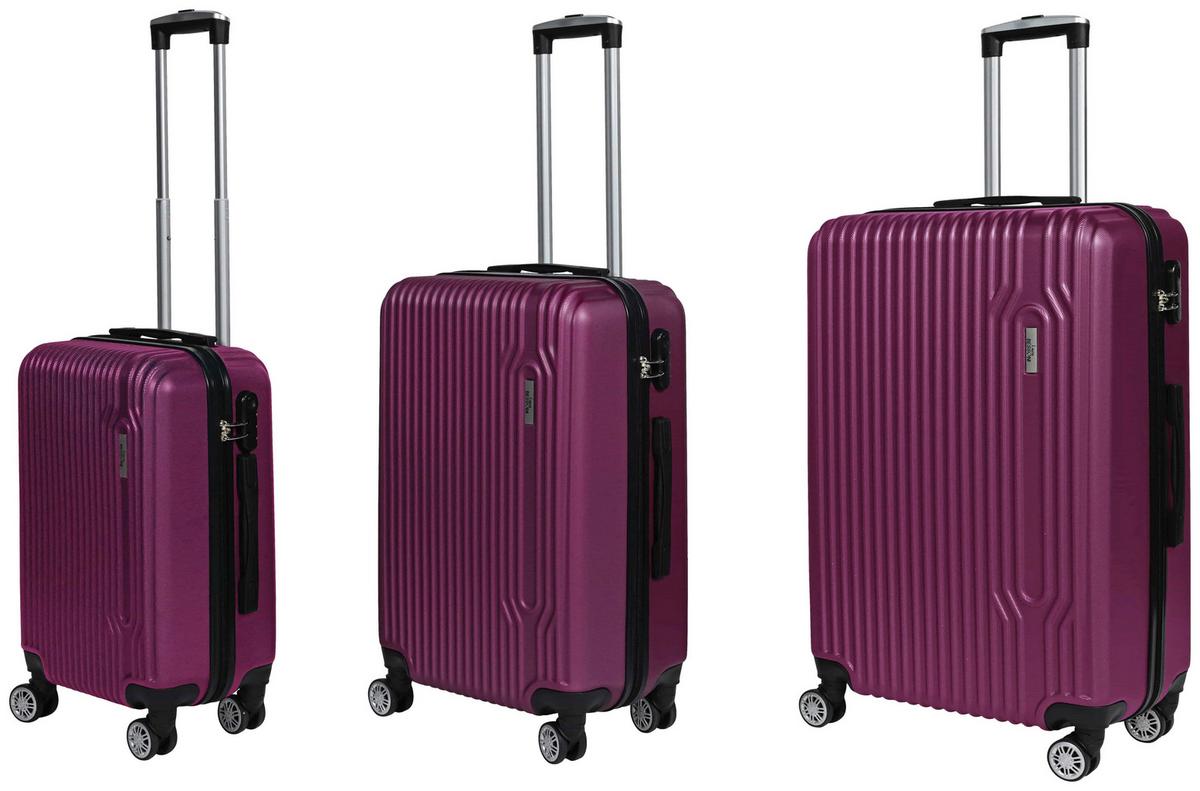 Reisekoffer Set 3-tlg Palermo 4 Rollen Hartschale - Lila, Design, Kunststoff/Textil - Luca Bessoni