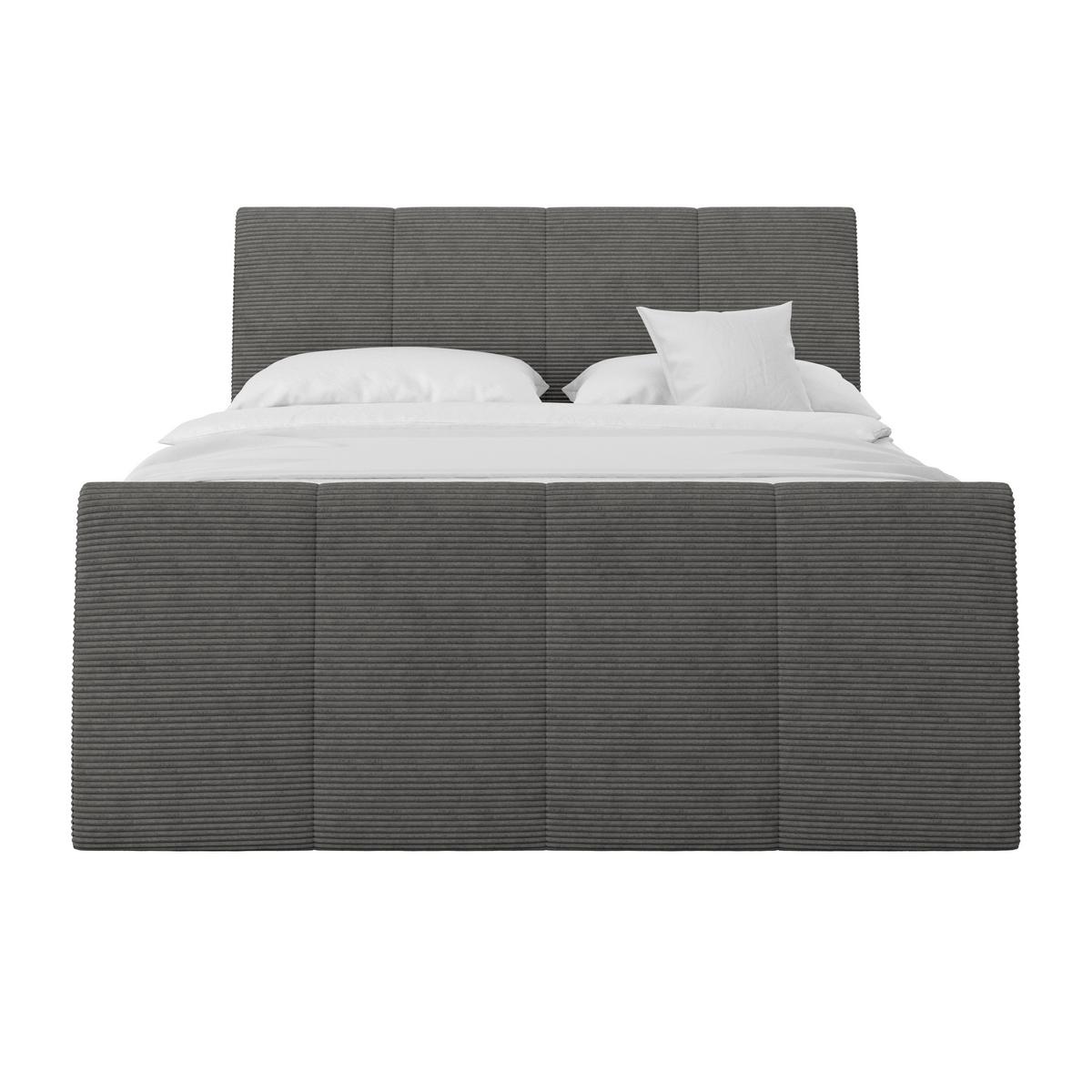 Boxspringbett Libra - Graublau/Dunkelgrau, KONVENTIONELL, Textil (180/200cm)