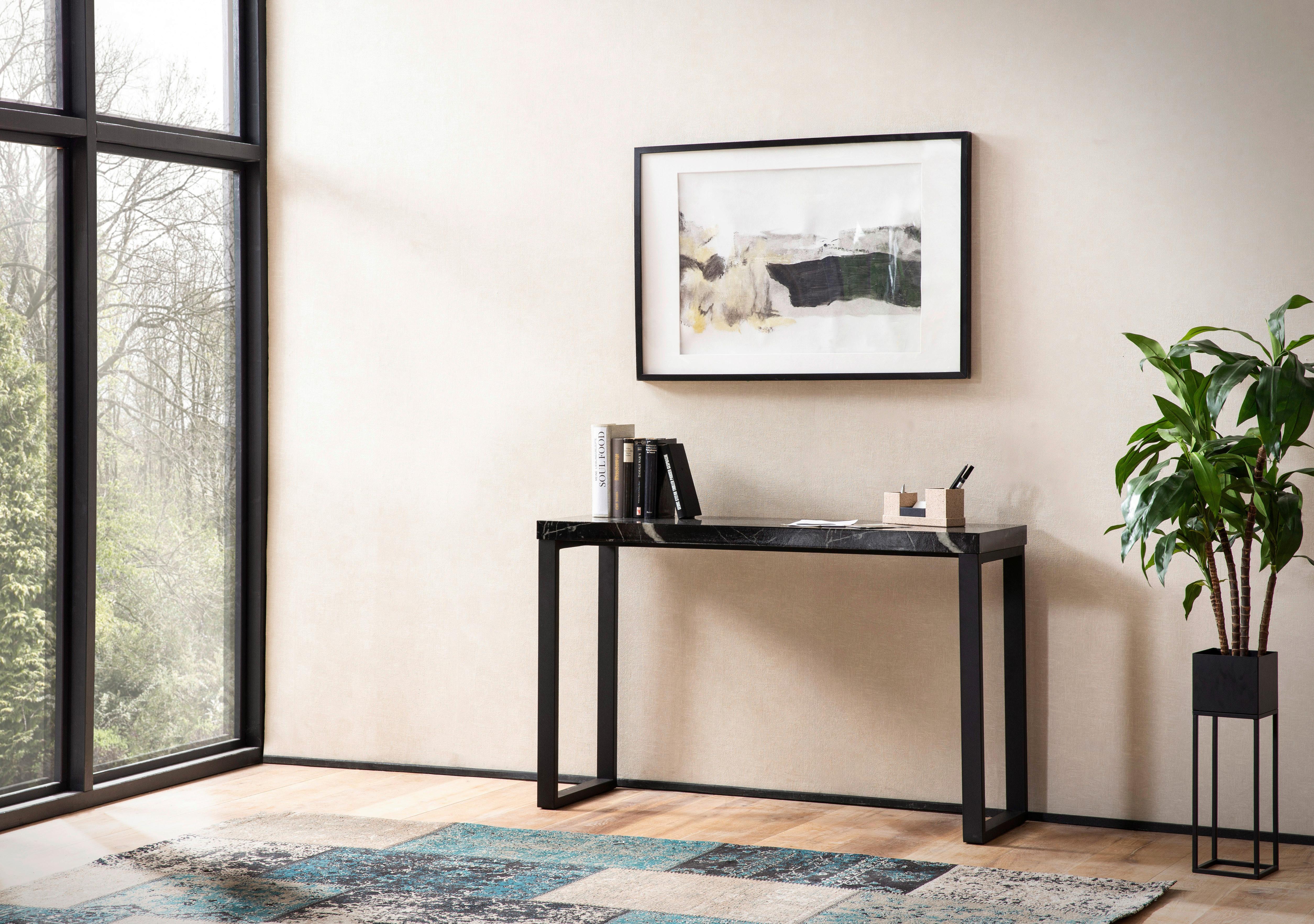 Konsolentisch Schwarz L: 120 cm - Schwarz, Design, Holzwerkstoff/Metall (120/40/76cm) - MID.YOU