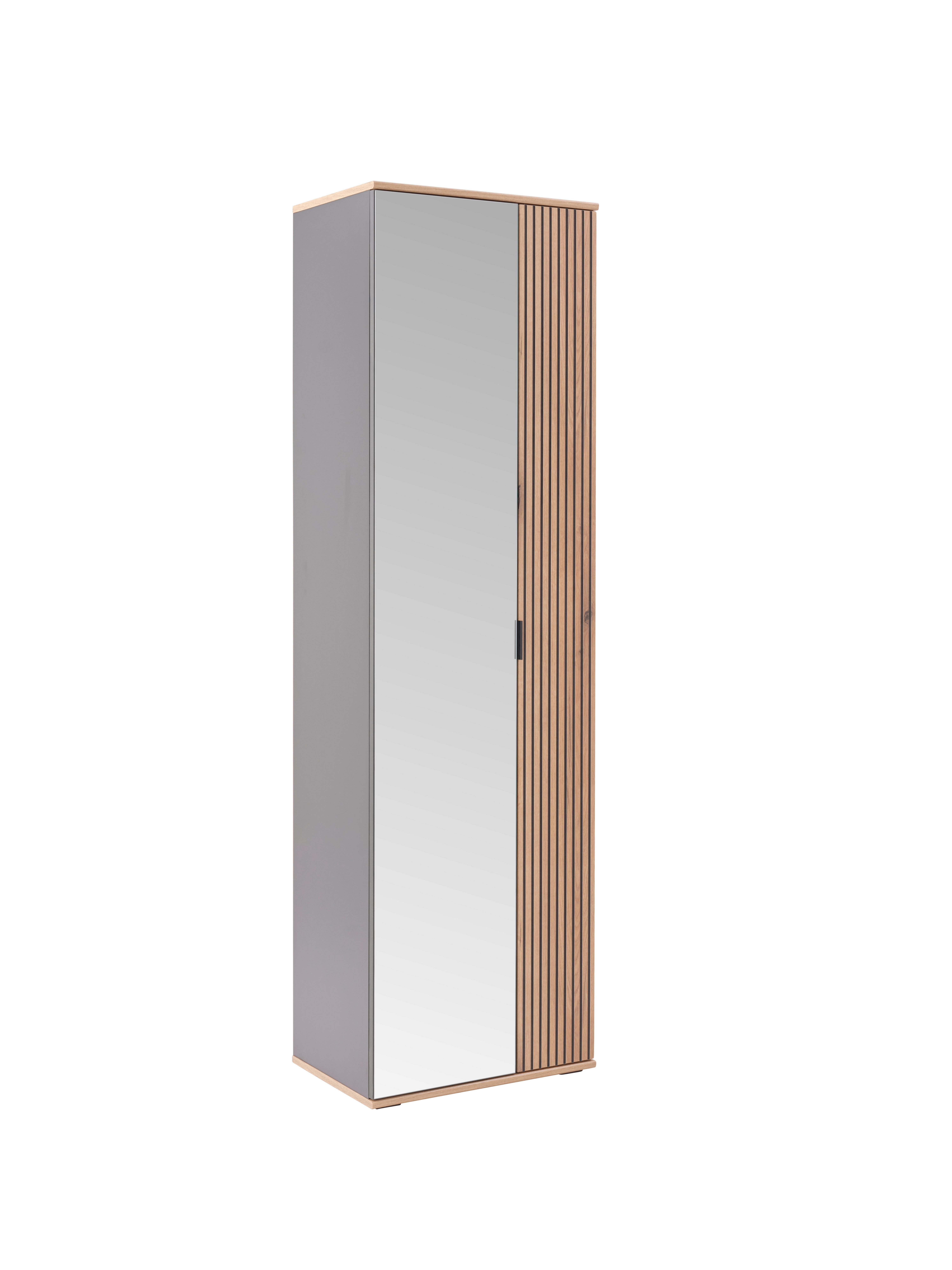 Garderobenschrank Clever Anthrazit B: 55,5 cm - Eichefarben/Anthrazit, MODERN, Glas/Holzwerkstoff (55,5/193/38cm)