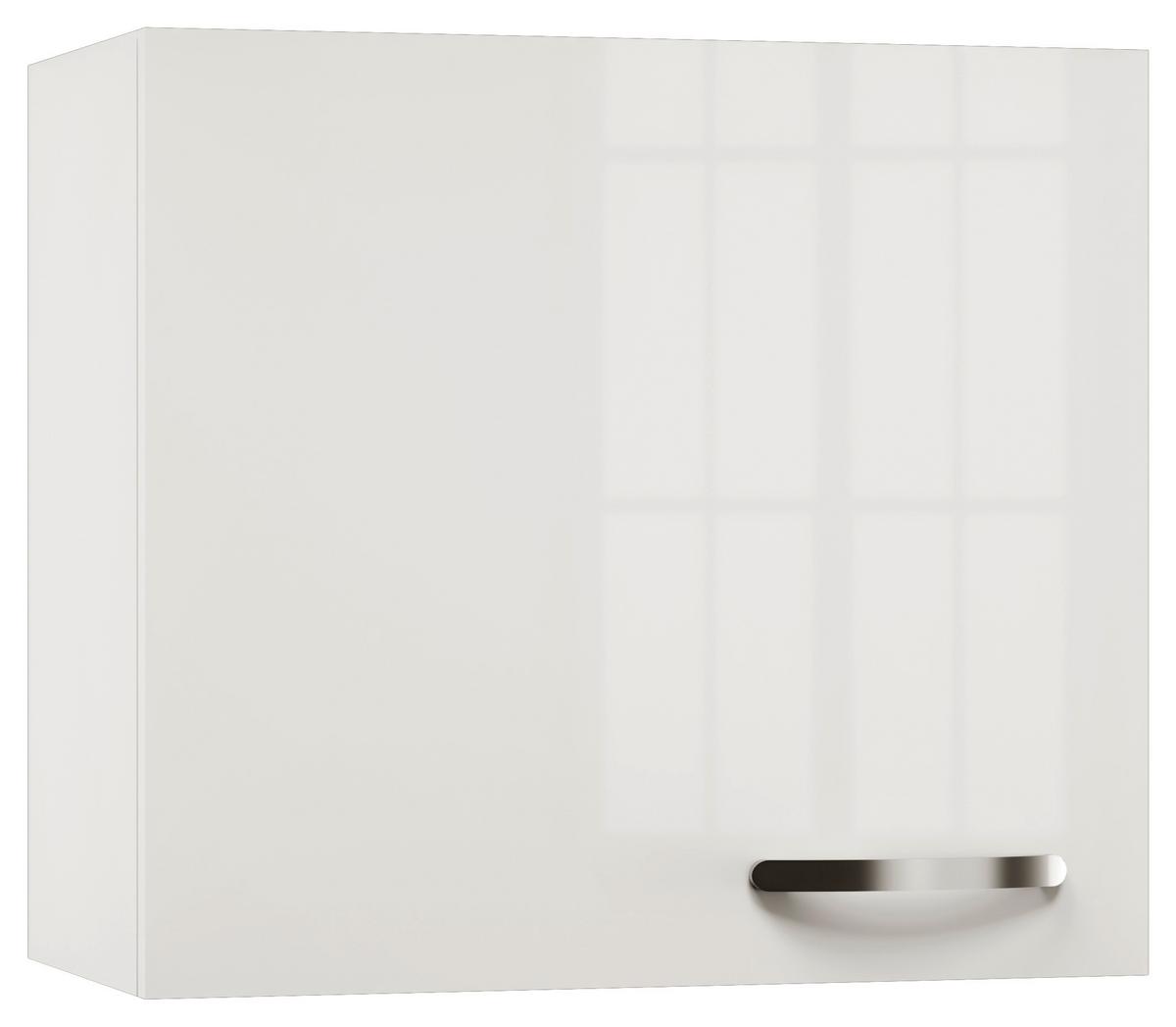 Felsőszekrény Alba - magasfényű fehér/fehér, Modern, faalapú anyag (60/54,8/32cm)