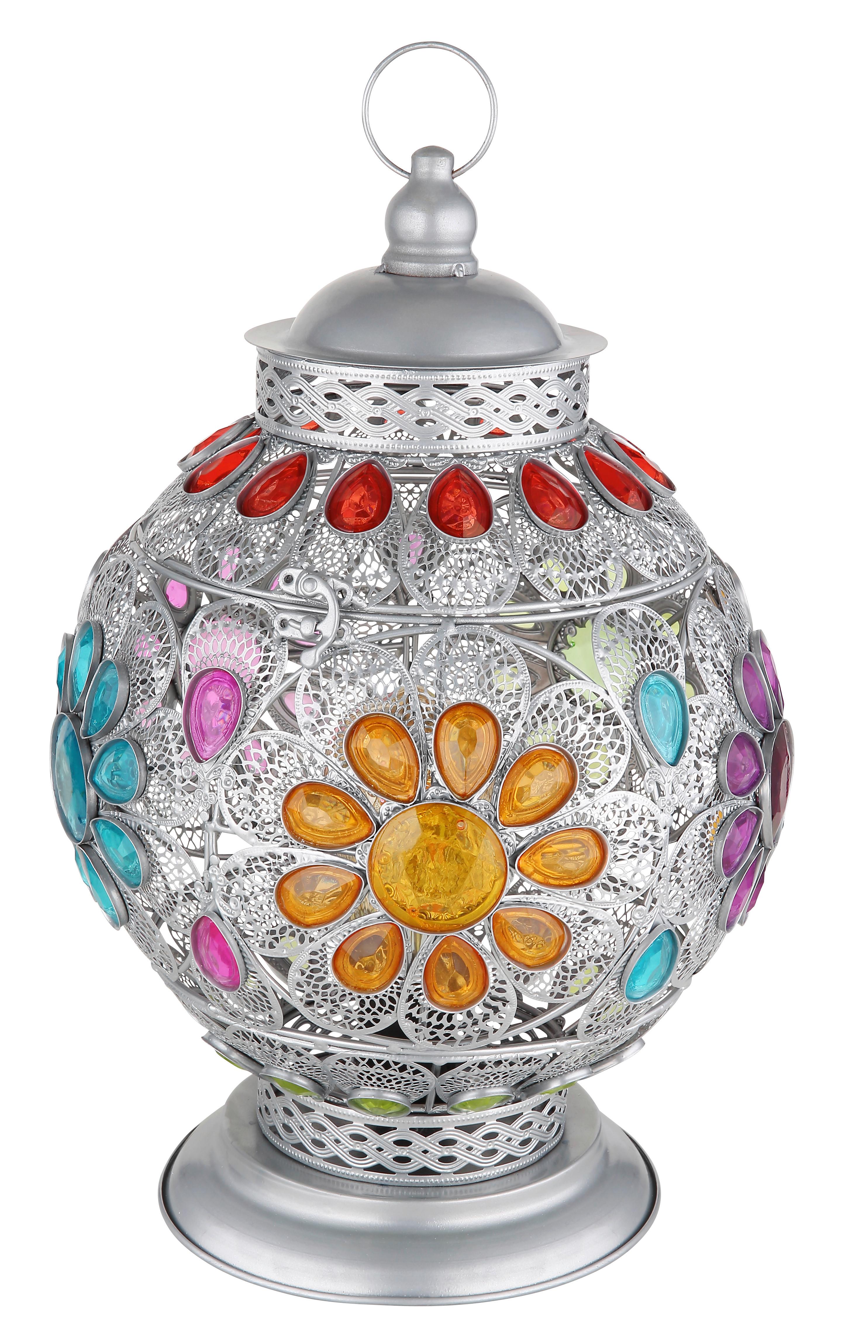 Tischleuchte 15658T - Silberfarben/Multicolor, KONVENTIONELL, Kunststoff/Metall (27/27/39,5cm) - Globo