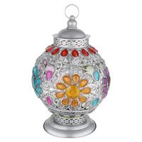 Tischleuchte 15658T - Silberfarben/Multicolor, KONVENTIONELL, Kunststoff/Metall (27/27/39,5cm) - Globo