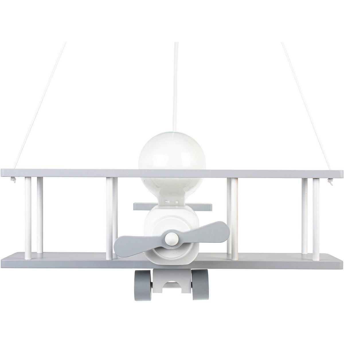 Kinderhängeleuchte Flugzeug H: 75 cm 1-Flammig - Weiß/Grau, KONVENTIONELL, Holz (42/45/75cm)