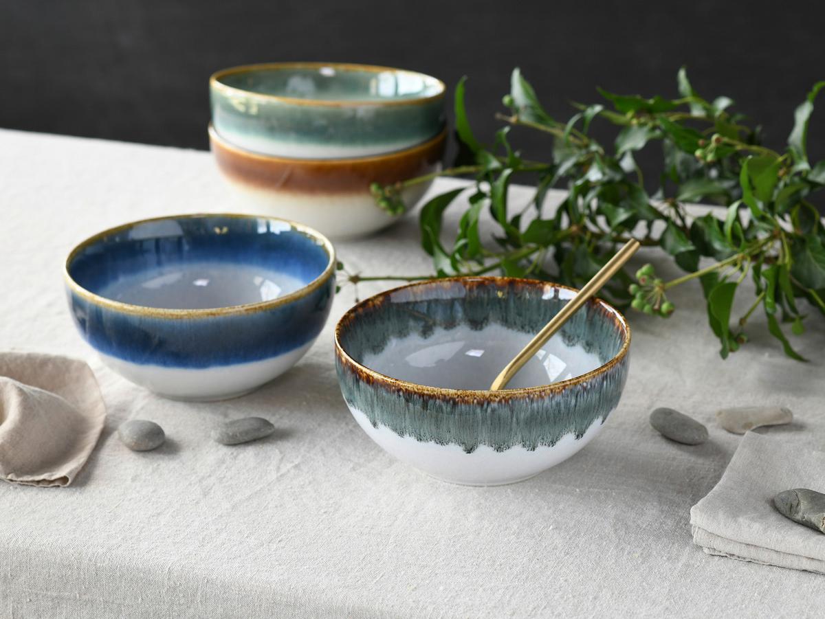 Schüsselset Cascade Bol 4-tlg. Blau/braun/grau/grün - Blau/Braun, Basics, Keramik (17,5/7,5cm) - Creatable