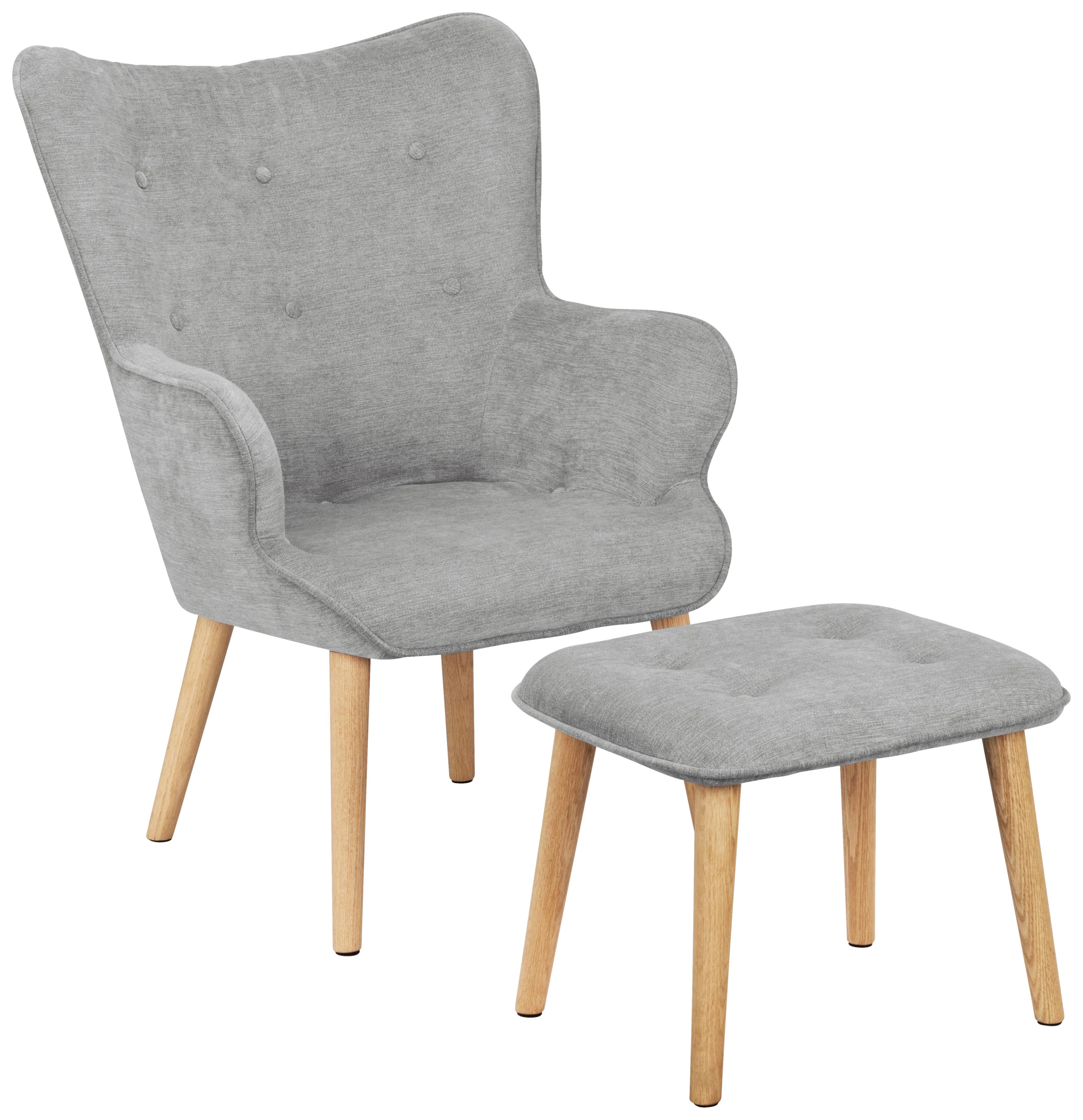 Relaxsesselset Larvik - Hellgrau/Naturfarben, Design, Holz/Textil (64/90/70cm) - P & B