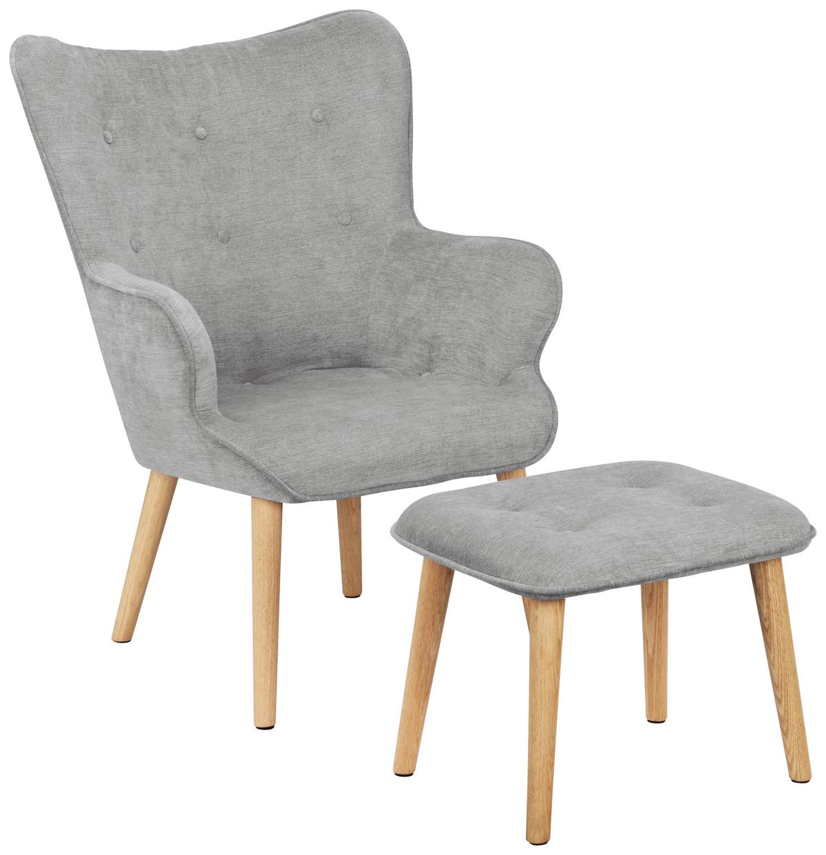Relaxsesselset Larvik - Hellgrau/Naturfarben, Design, Holz/Textil (64/90/70cm) - P & B