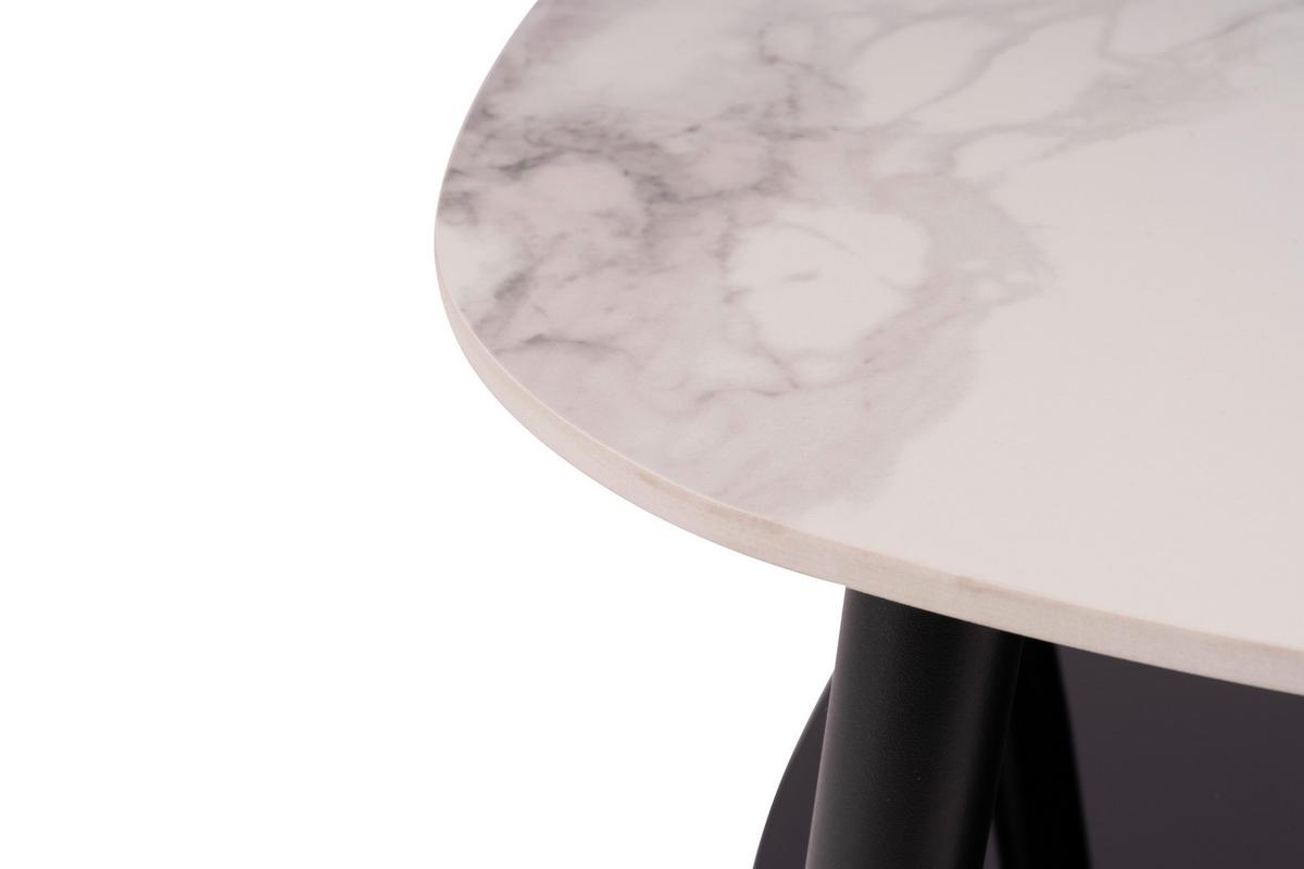 Couchtisch mit Ablageplatte Stone Weiß - Schwarz/Weiß, MODERN, Glas/Keramik (90/41/57cm)