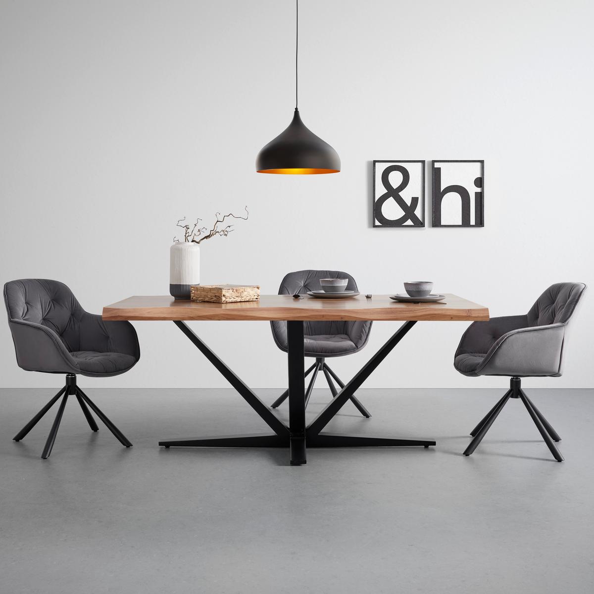 Jídelní stůl akácia/kov 180x90 - černá/barvy akácie, Moderní, kov/dřevo (180/76/90cm) - Zandiara