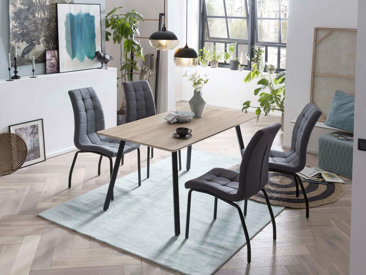 Stuhl-set Dunkelgrau, B: 42cm - Dunkelgrau/Schwarz, Design, Textil/Metall (42/103/58,5cm) - Livetastic