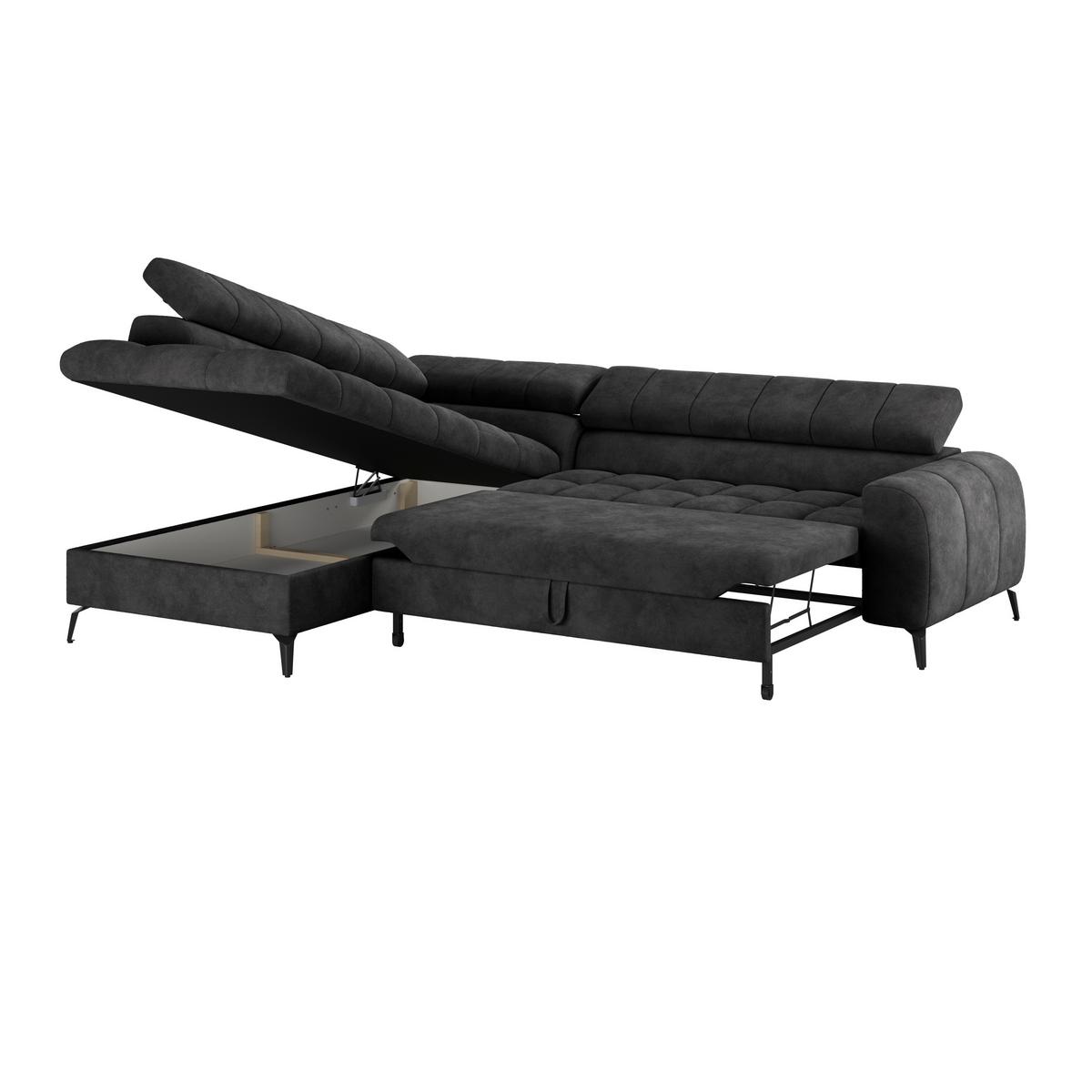 Ecksofa mit Schlaffunktion & Bettkasten Volf Schwarz - Schwarz, Trend, Kunststoff/Textil (203/261cm)