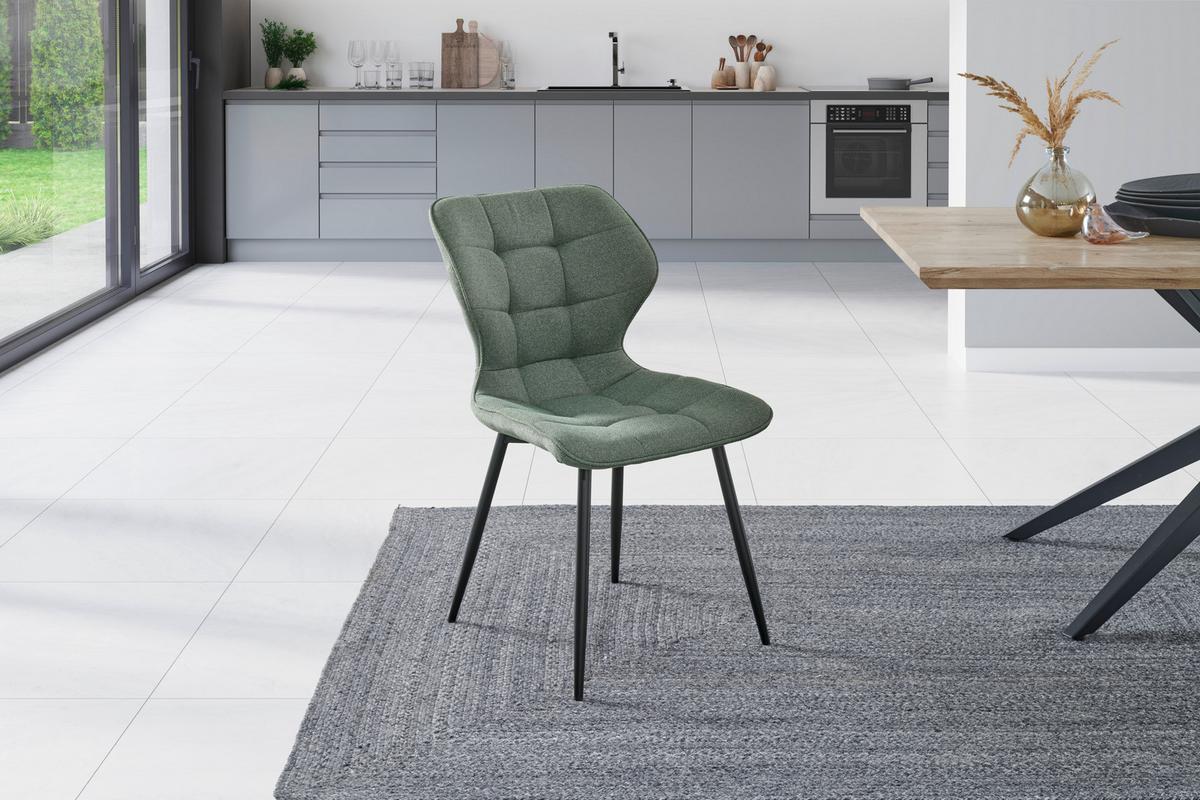 Stuhl Leana - Schwarz/Grün, LIFESTYLE, Holz/Textil (47/82/59cm) - Livetastic