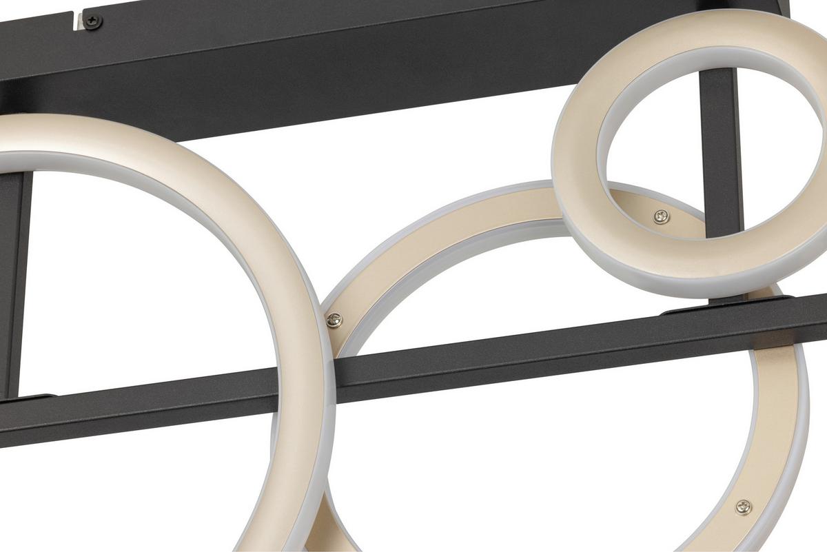 LED-Deckenleuchte Ceyada - Champagner/Schwarz, Basics, Kunststoff/Metall (65/40/7cm)