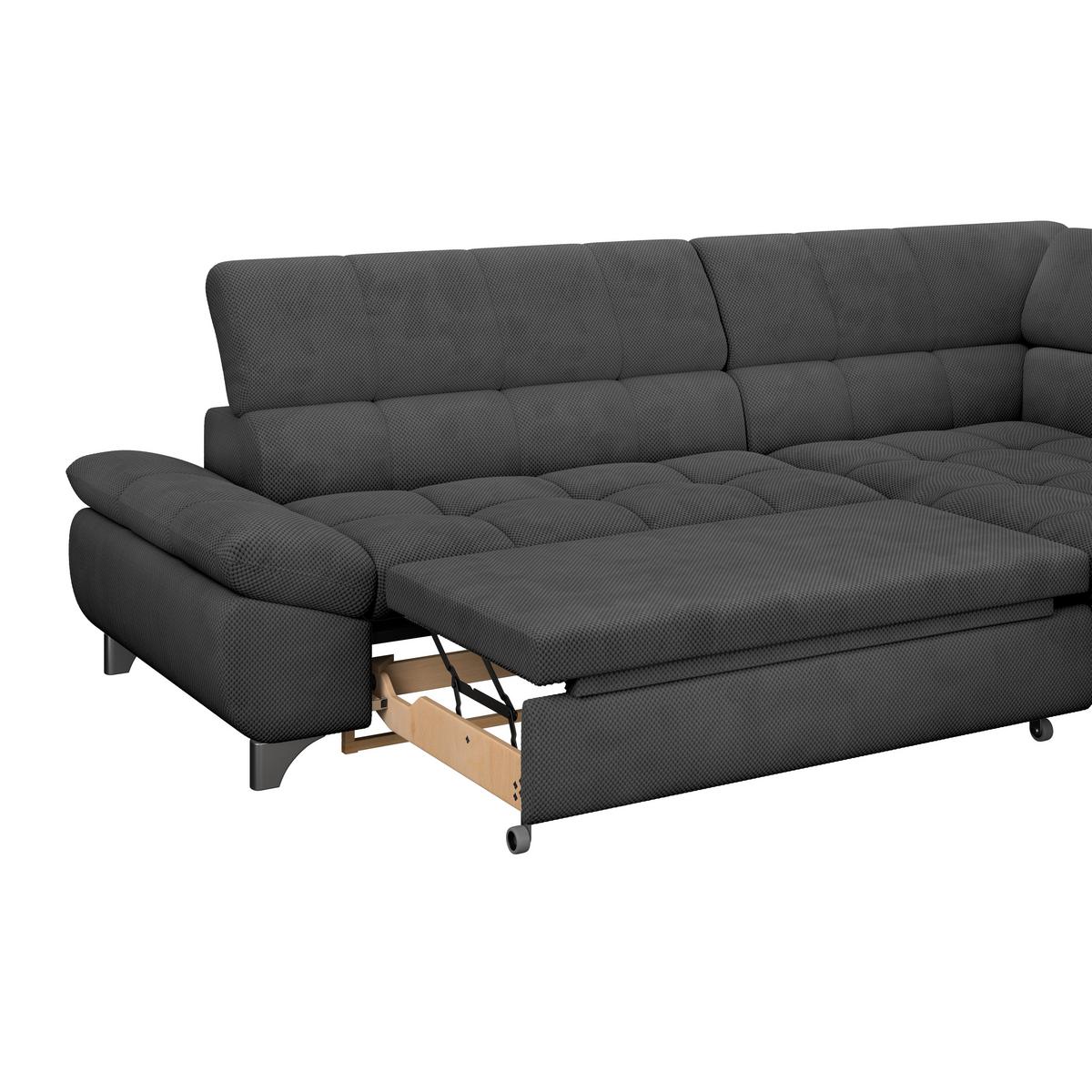 Ecksofa Gemini Schwarz, B: 312cm - Chromfarben/Anthrazit, KONVENTIONELL, Textil (312/234cm)