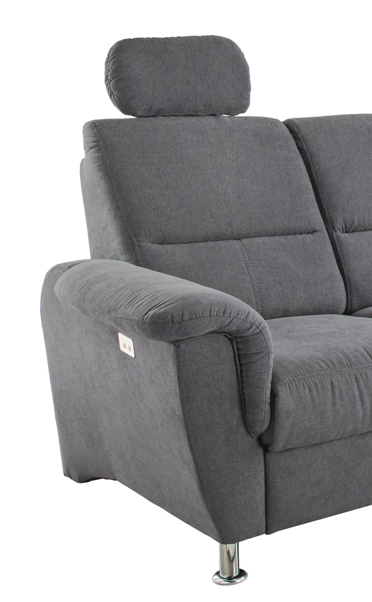 Ecksofa Parole Anthrazit S:292/165 cm - Chromfarben/Anthrazit, KONVENTIONELL, Textil (292/165cm) - Livetastic