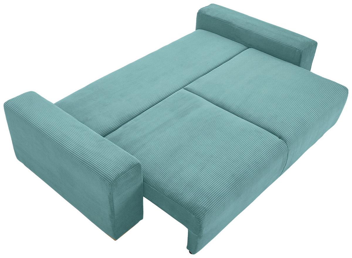 Schlafsofa Vouge Mintgrün Bettkasten, B: 255 Cm - Buchefarben/Schwarz, KONVENTIONELL, Textil (255/86/123cm) - Livetastic