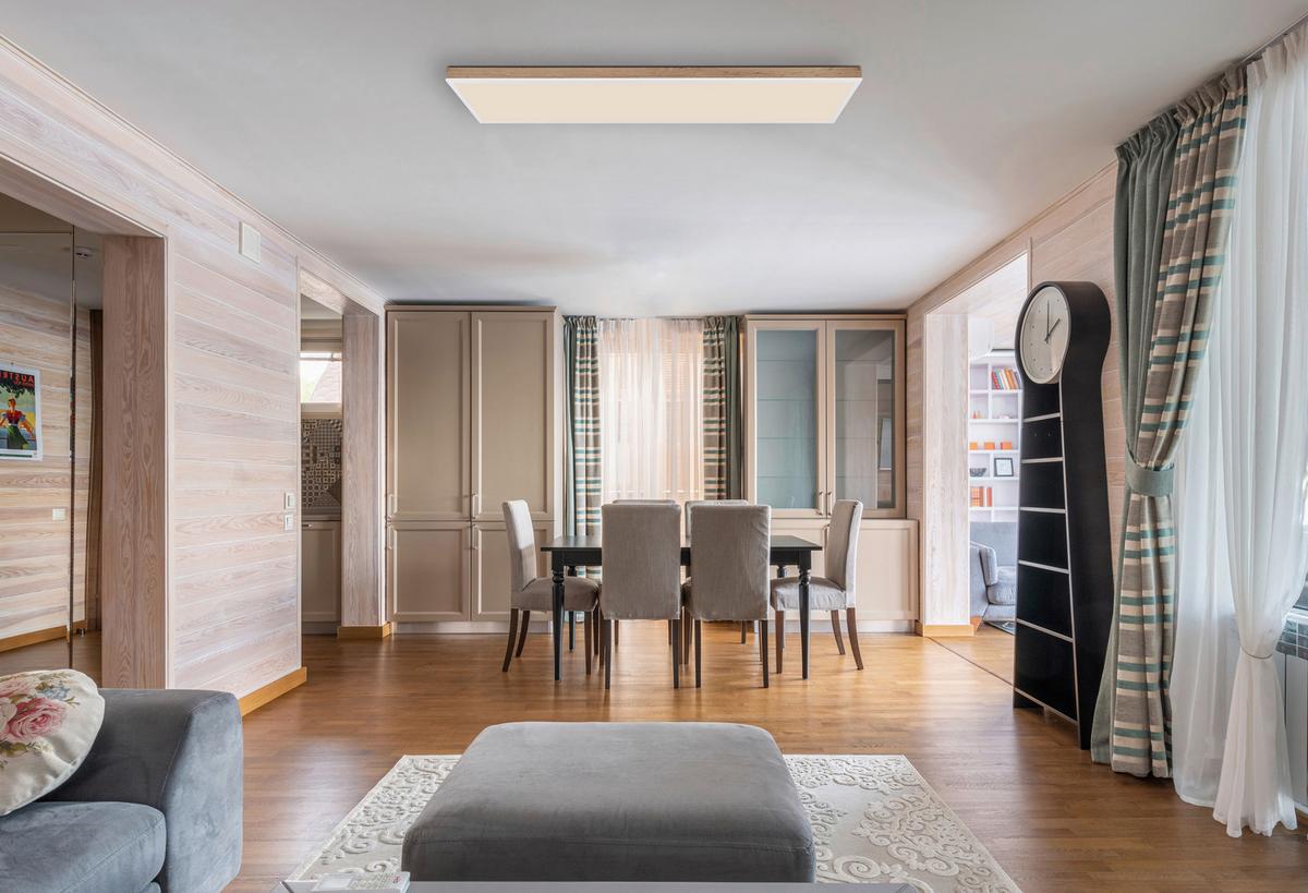 LED-Deckenleuchte 416080wwd5-Cct - Dunkelbraun/Opal, Natur, Holzwerkstoff/Kunststoff (120/30/7,5cm) - Globo