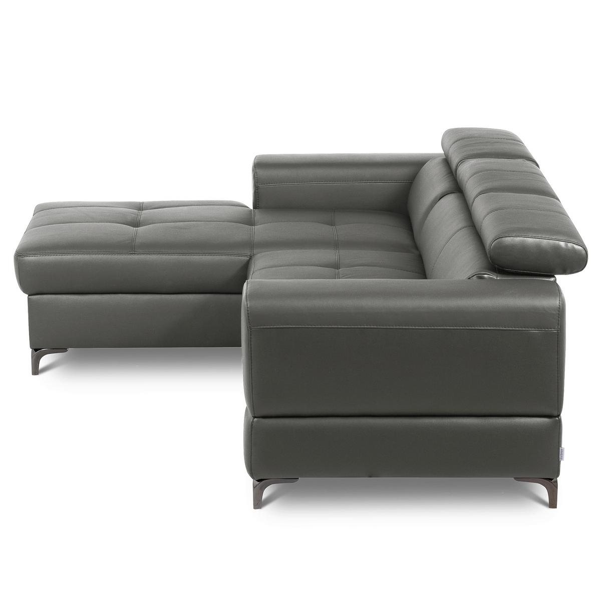 Ecksofa Torino Teilleder Anthrazit 173x247 - Anthrazit/Schwarz, Design, Leder/Textil (173/247cm) - Livetastic