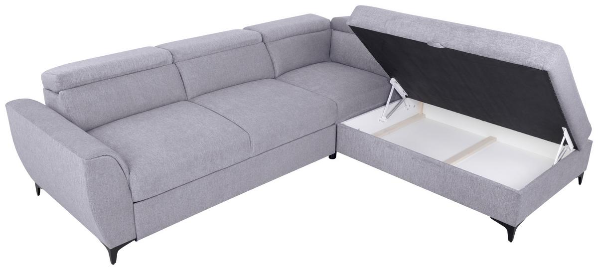 Ecksofa Lapis Grau S: 255/217 cm - Schwarz/Grau, KONVENTIONELL, Textil (255/217cm) - MID.YOU