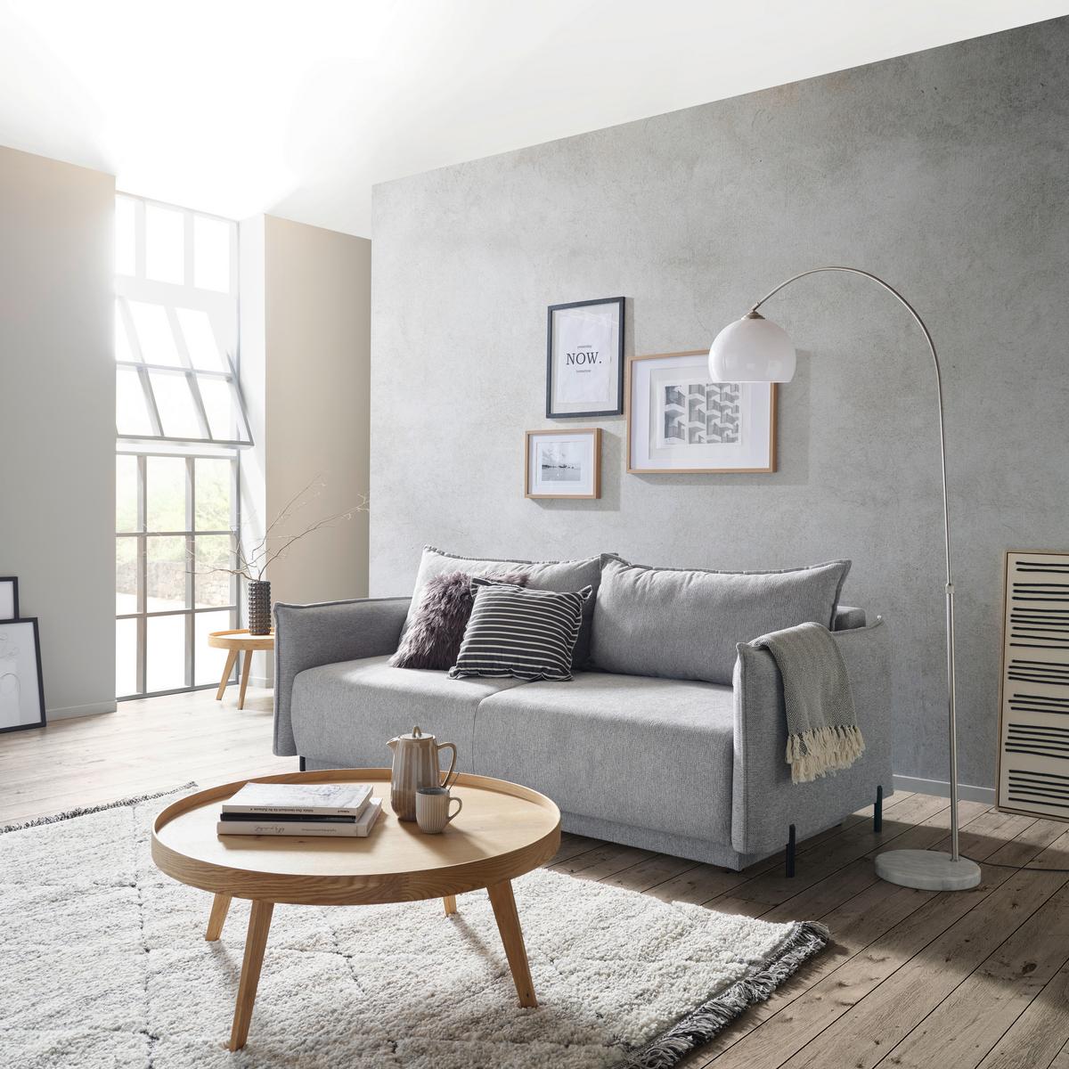 3-sitzer-sofa Mit Schlaffunktion Giulia B:217cm - Hellgrau/Schwarz, MODERN, Textil (217/75-95/112cm) - Luca Bessoni