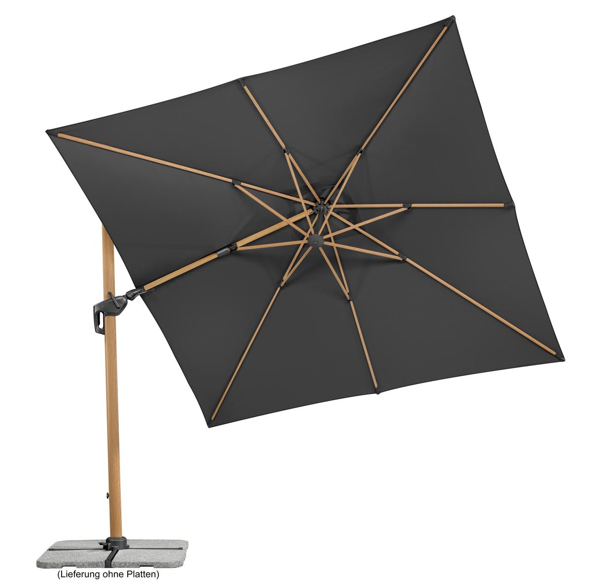 Ampelschirm Rhodos Twist W Bxhxt: 358x263x300 Cm Anthrazit - Eichefarben/Anthrazit, Basics, Textil/Metall (358/263/300cm) - Schneider