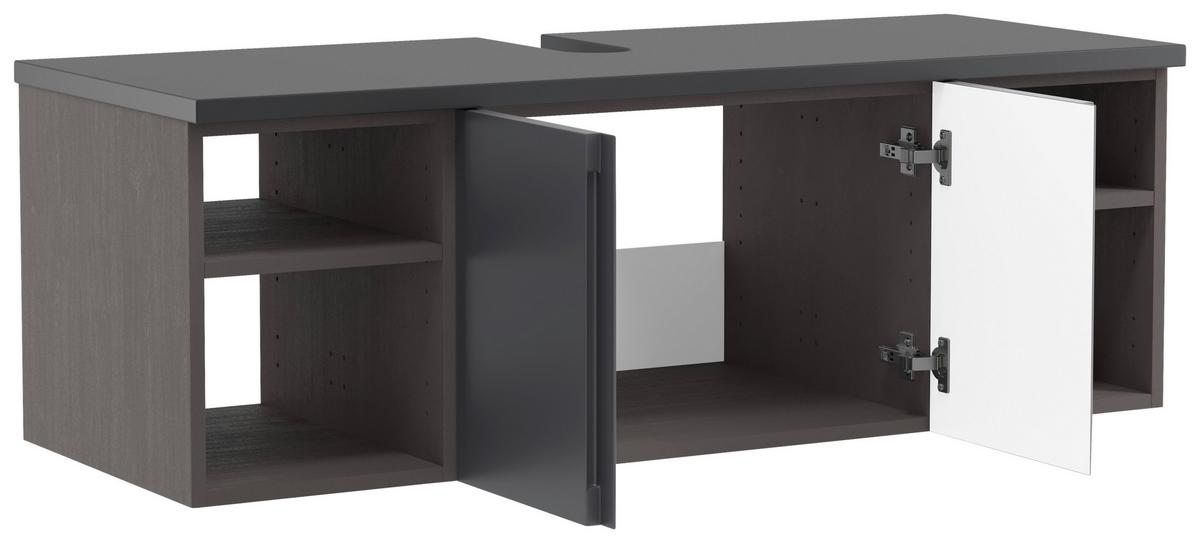Hängender Waschbecken- Unterschrank Arosa B: 120 Cm - Graphitfarben/Grau, MODERN, Holzwerkstoff (120/41/47cm) - Held