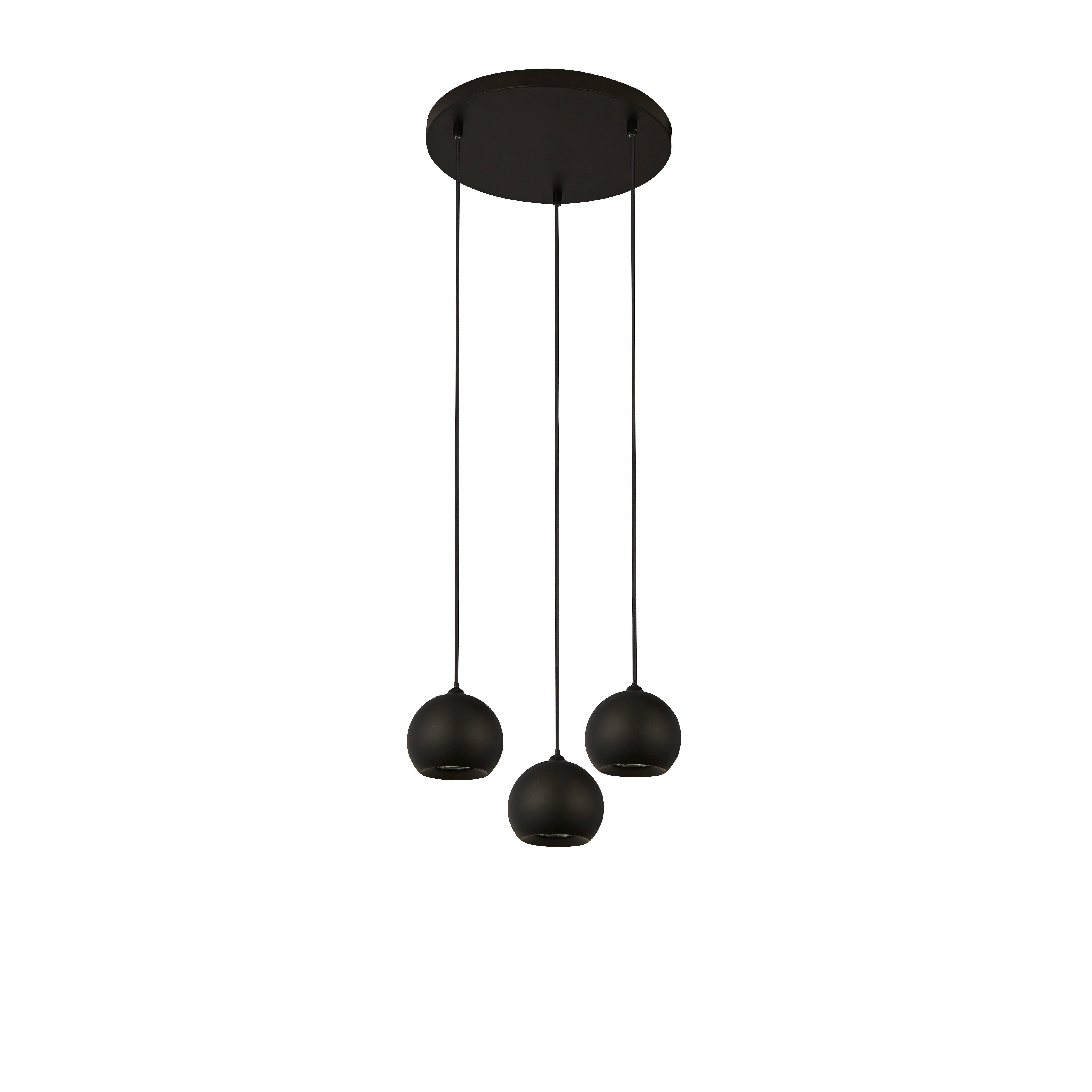 Hängeleuchte H: 200 cm 3-Flammig, höhenverstellbar - Schwarz, Design, Metall (39/200cm)