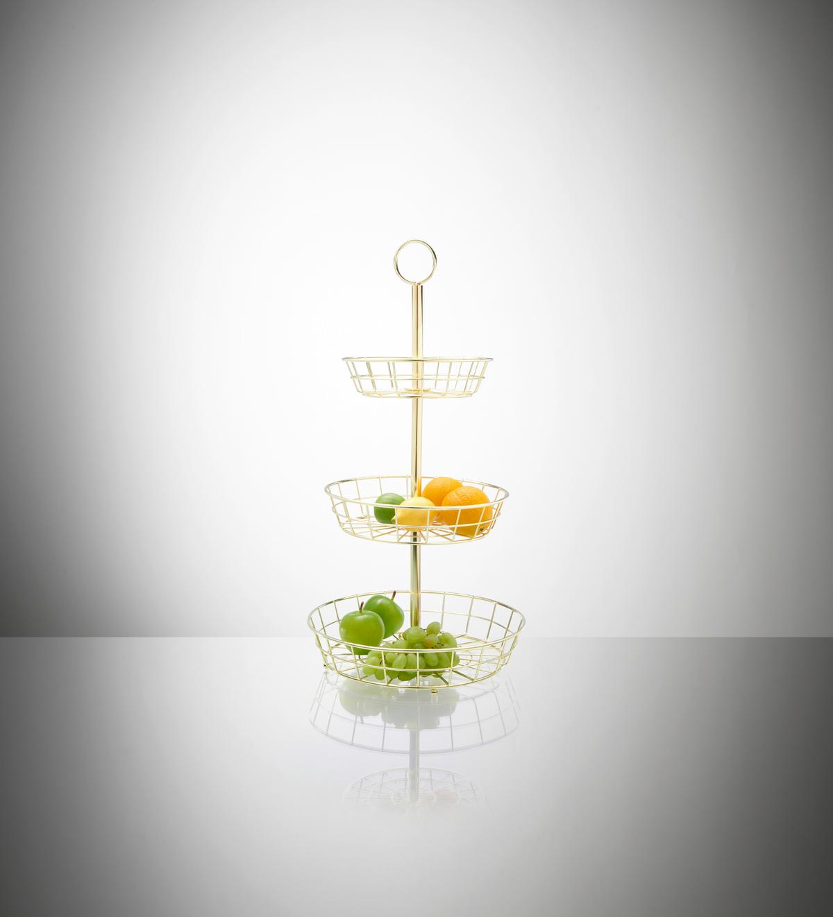 Misa na ovocie Big, Ø: 33cm - zlatá, Modern, kov (32,5/62cm) - Premium Living