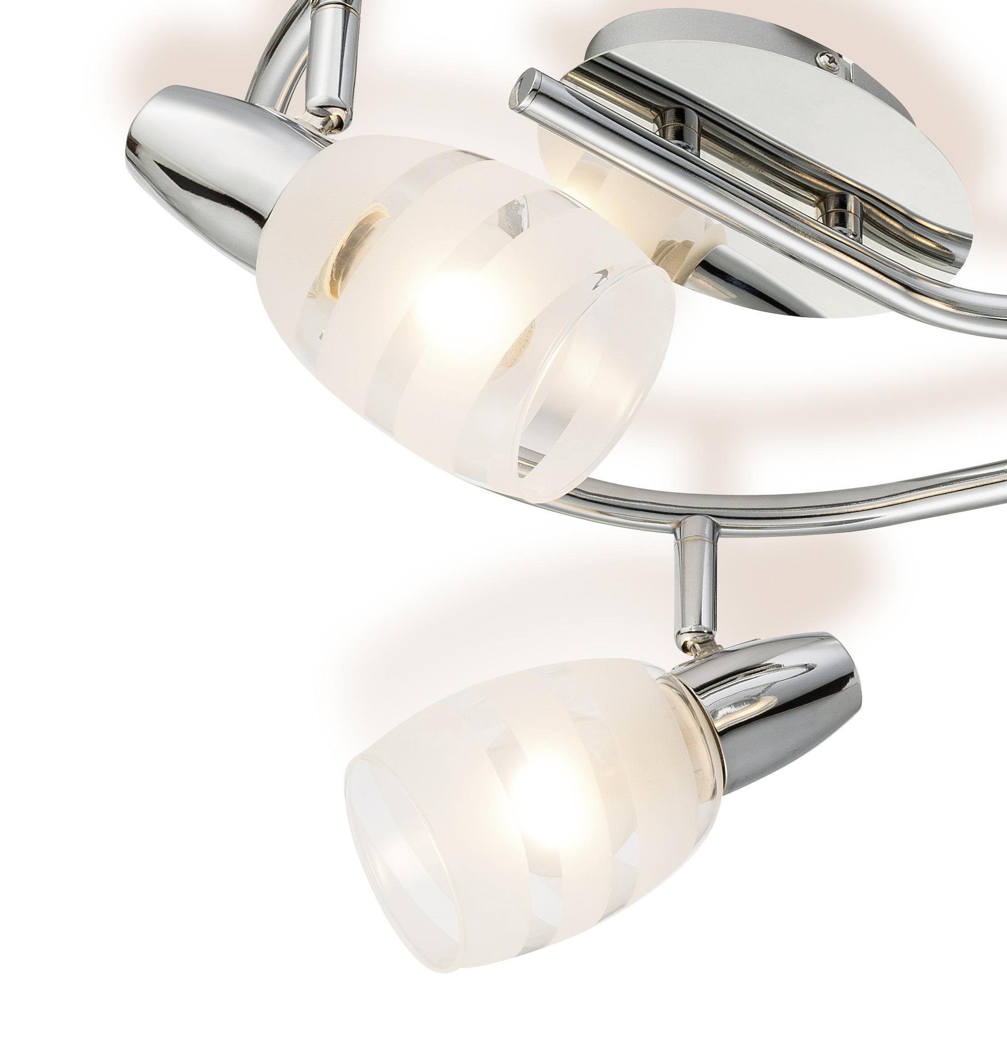 Strahler Dija 3-Flammig verstellbar Ø 28 cm - Klar/Chromfarben, KONVENTIONELL, Glas/Metall (28/19cm) - James Wood