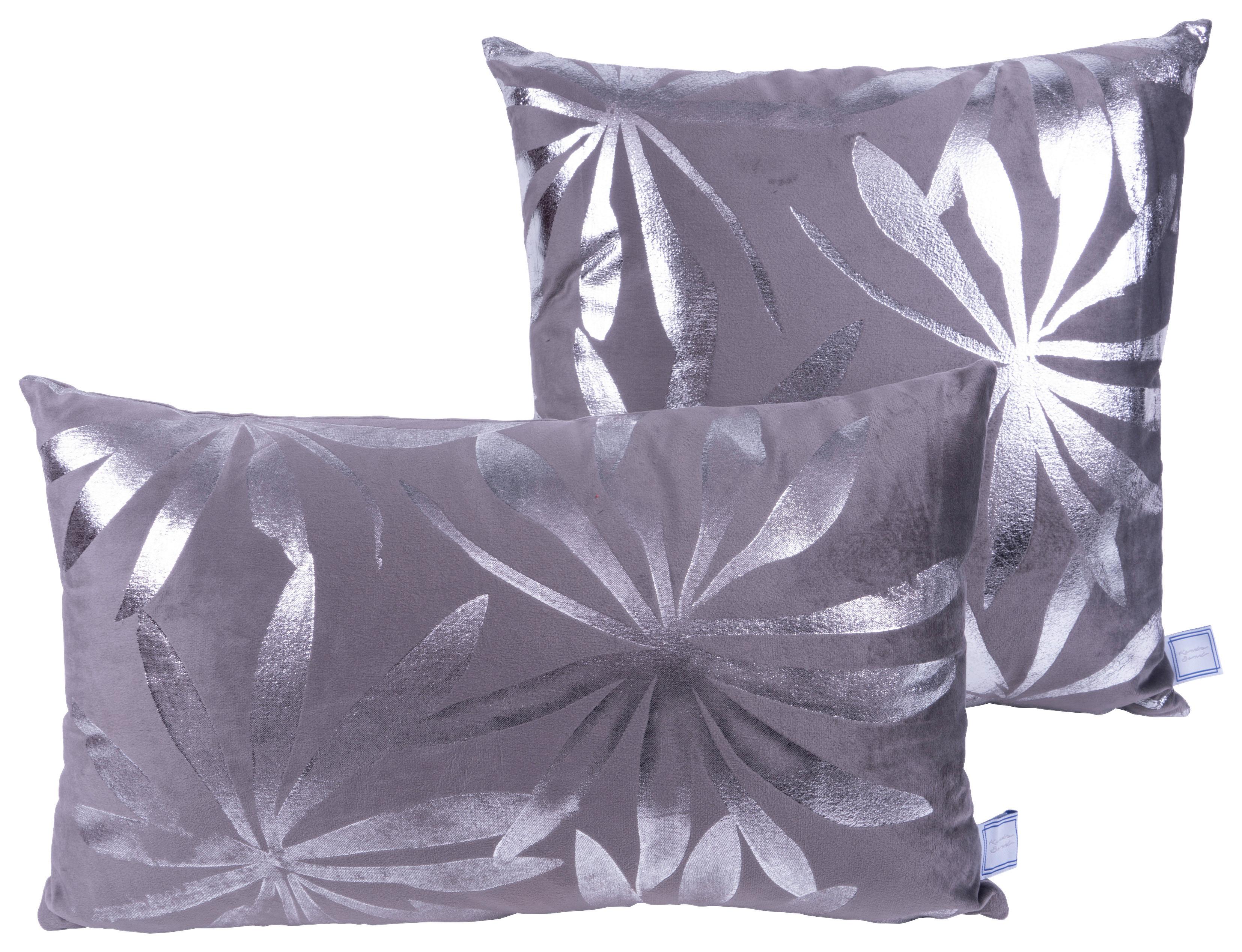 Zierkissen Prisma 30/45x50/45 Cm Polyester Graphit/silberf. - Silberfarben/Graphitfarben, KONVENTIONELL, Textil (30x45/50x45cm)