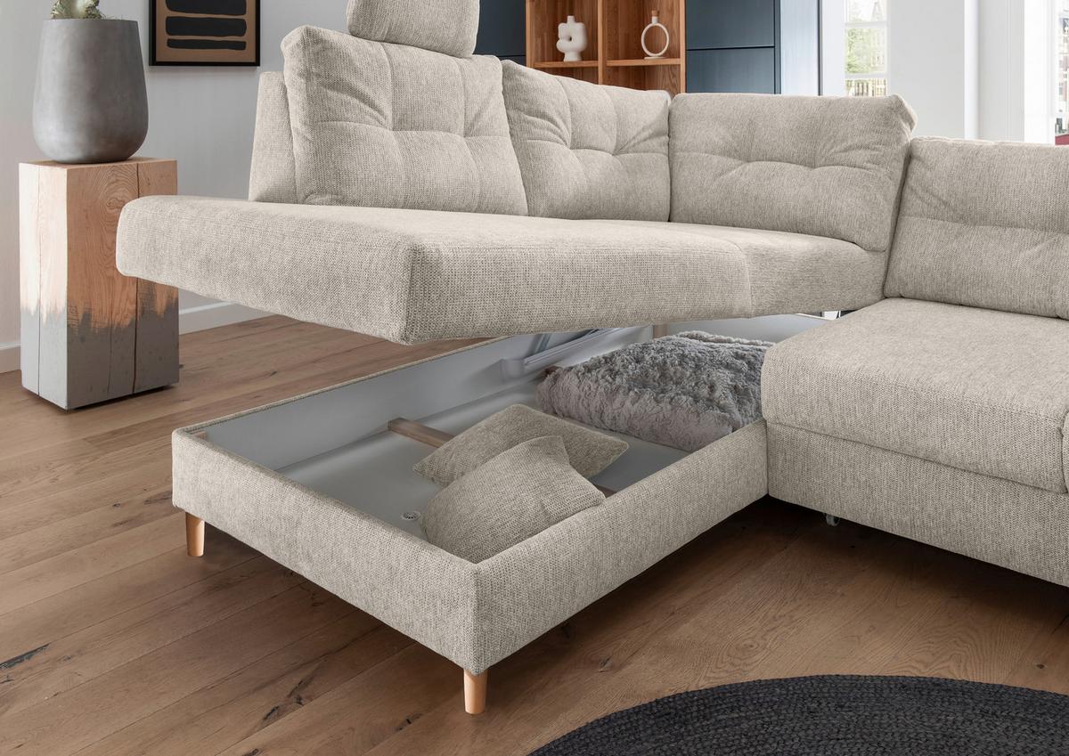 Ecksofa Brizzini, Beige S: 206x264 Cm - Beige/Naturfarben, MODERN, Textil (206/264cm) - Livetastic