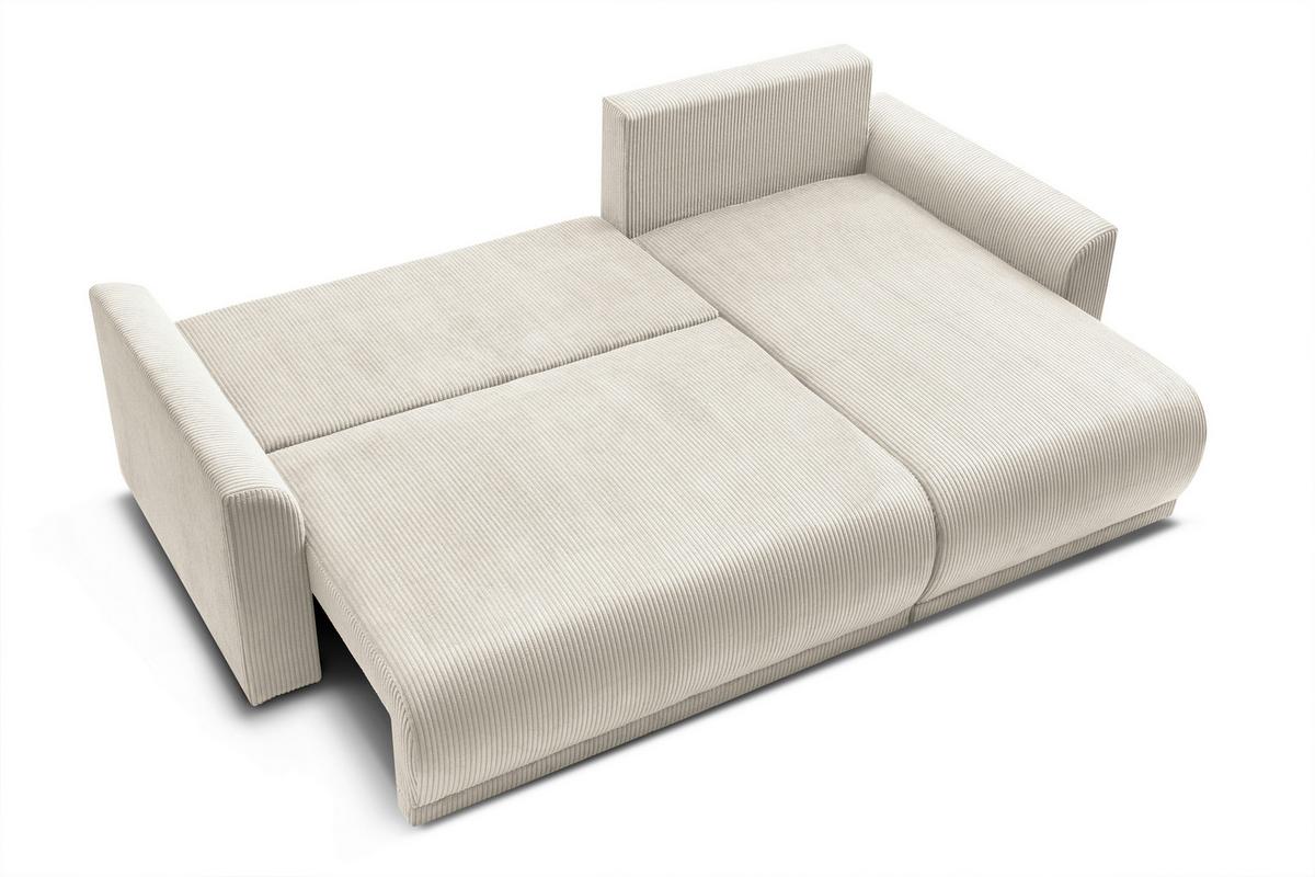 Rohová sedačka KIM L146, oboustranná, krémový manšestr - krémová, Moderní, dřevo (233/146cm)