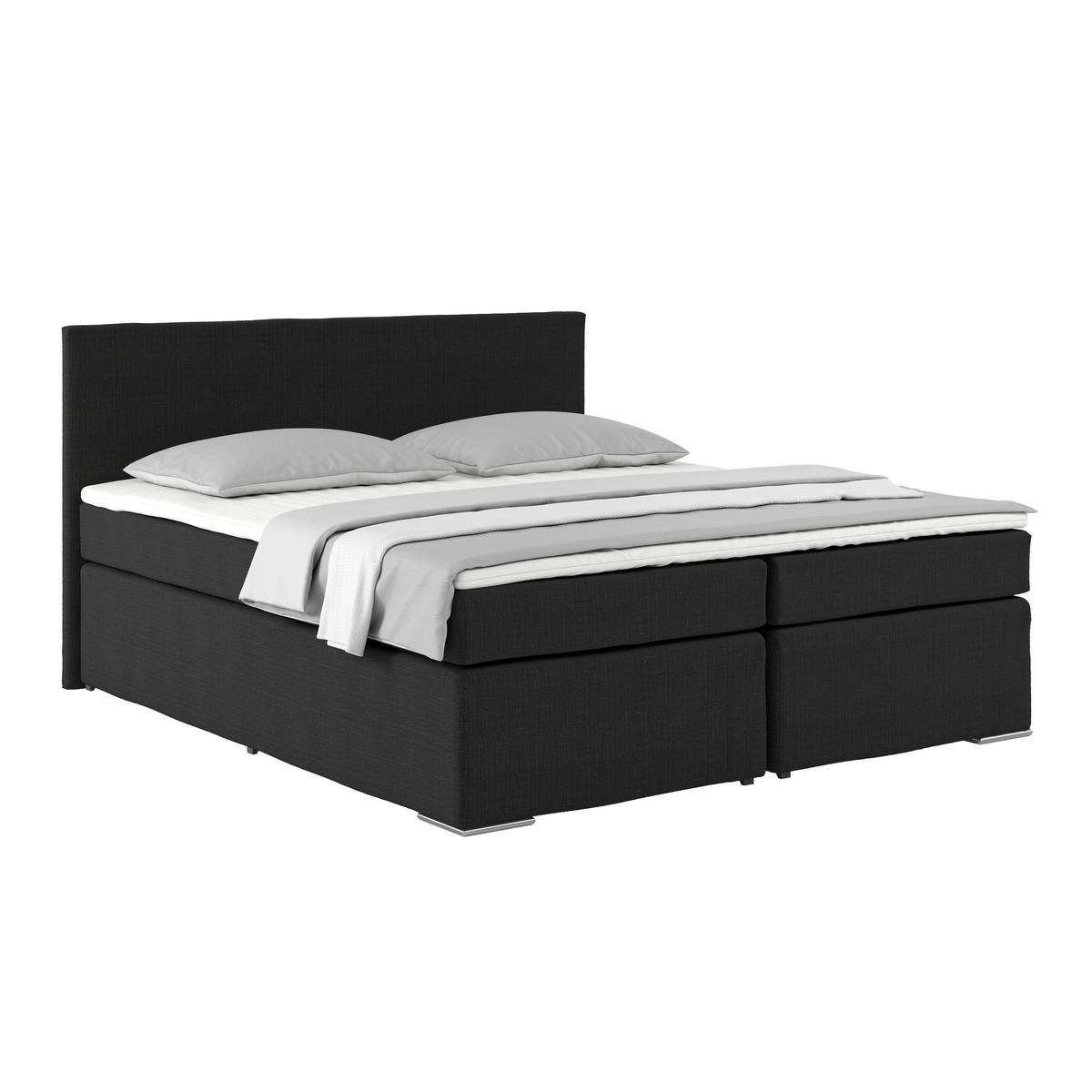 Postel Boxspring NERO PL: 180/200cm, černá - černá/barvy chromu, Konvenční, kov/textil (180/200cm)