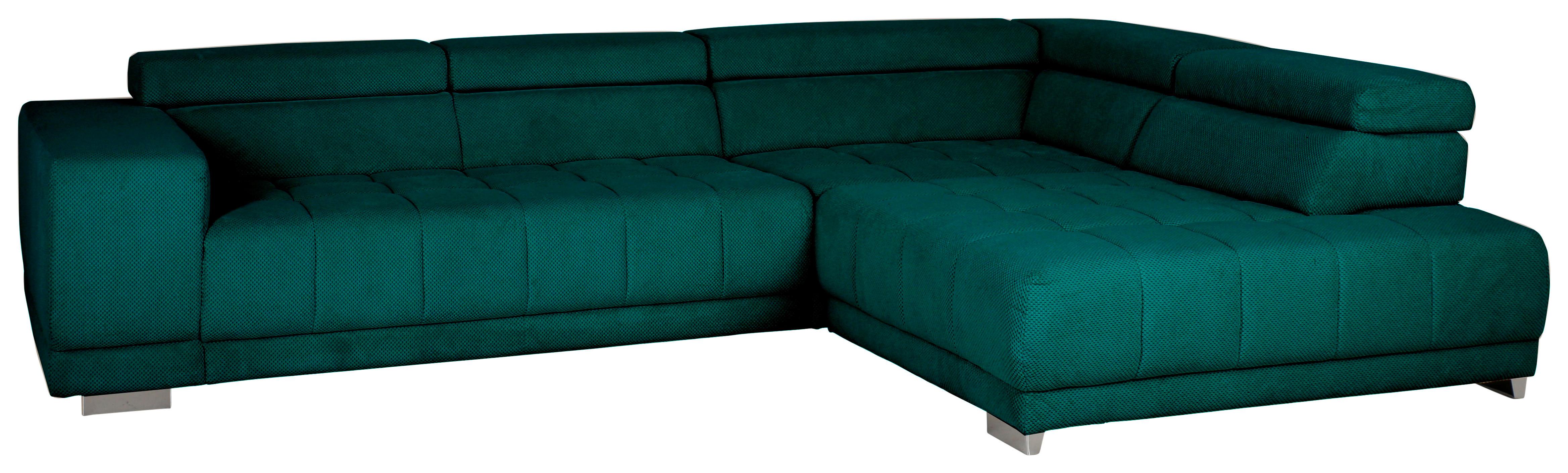 Sedací souprava IBA, pravá, tyrkysová, bez funkcí - barvy chromu/tyrkysová, Lifestyle, textil (323/222cm) - Premium Living