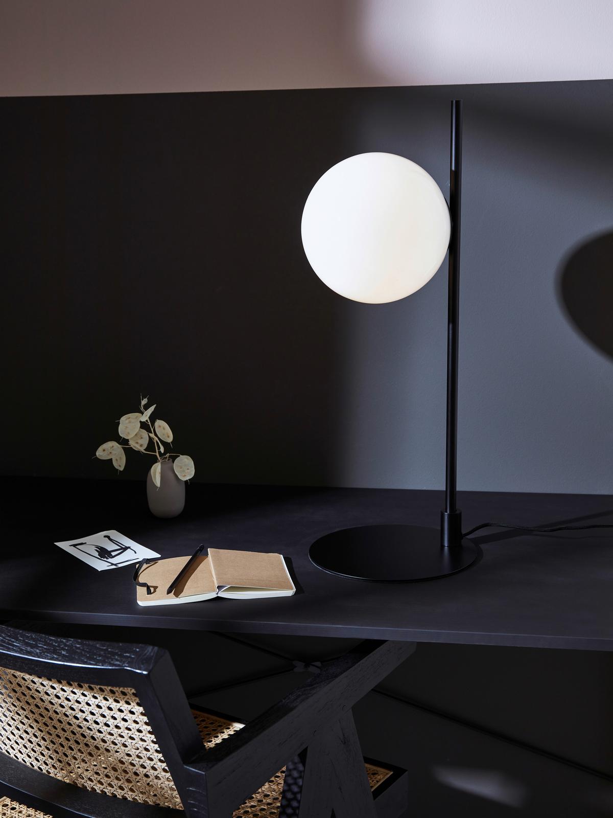 Tischleuchte Dione Table 1l Black/white - Schwarz/Weiß, Basics, Glas/Metall (24/32,5/24cm) - Markslöjd