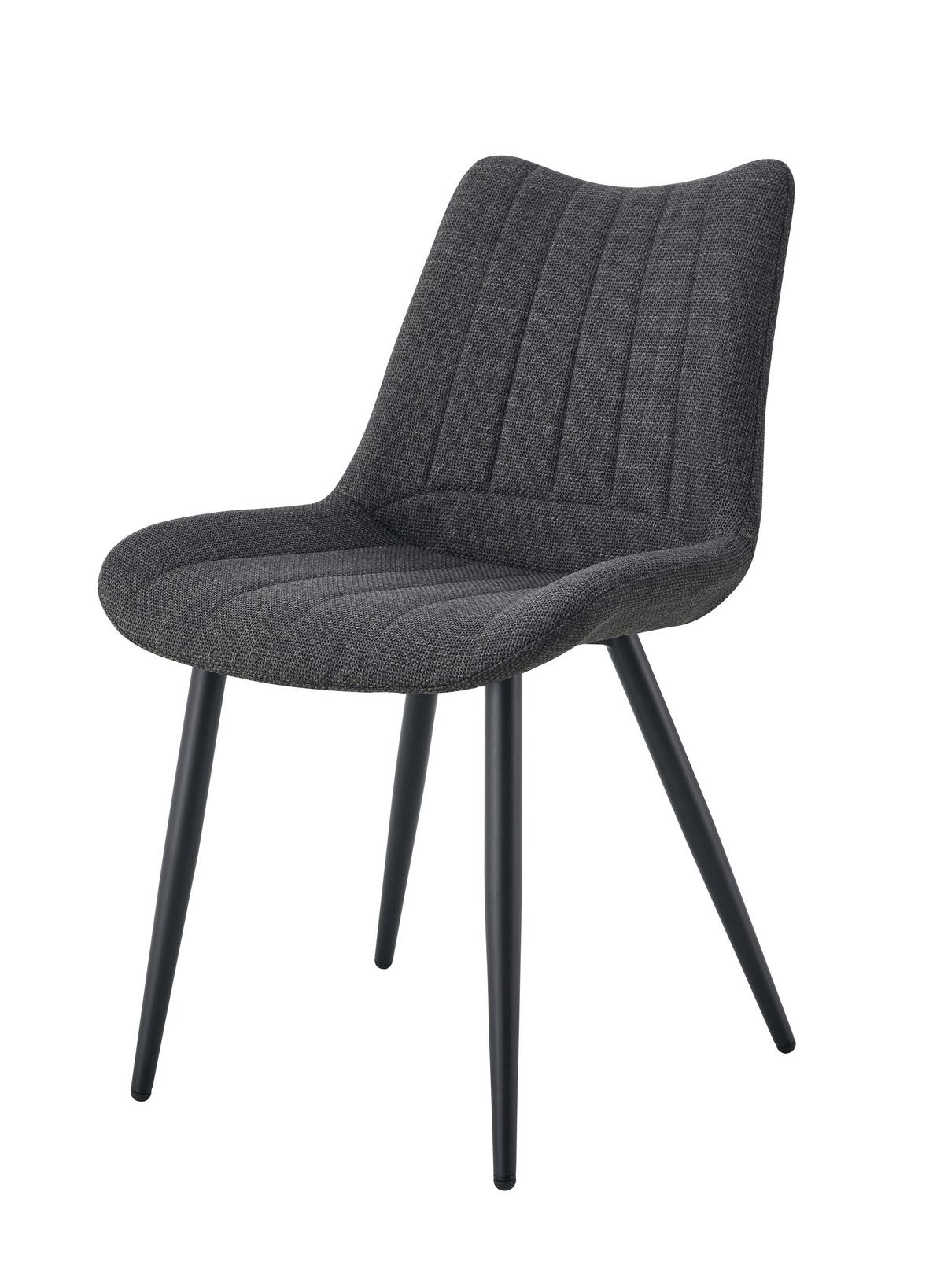 Stuhl-Set Lotta 2-Teilig Anthrazit B: 53 cm - Anthrazit/Schwarz, MODERN, Textil/Metall (53/86/59cm) - MID.YOU