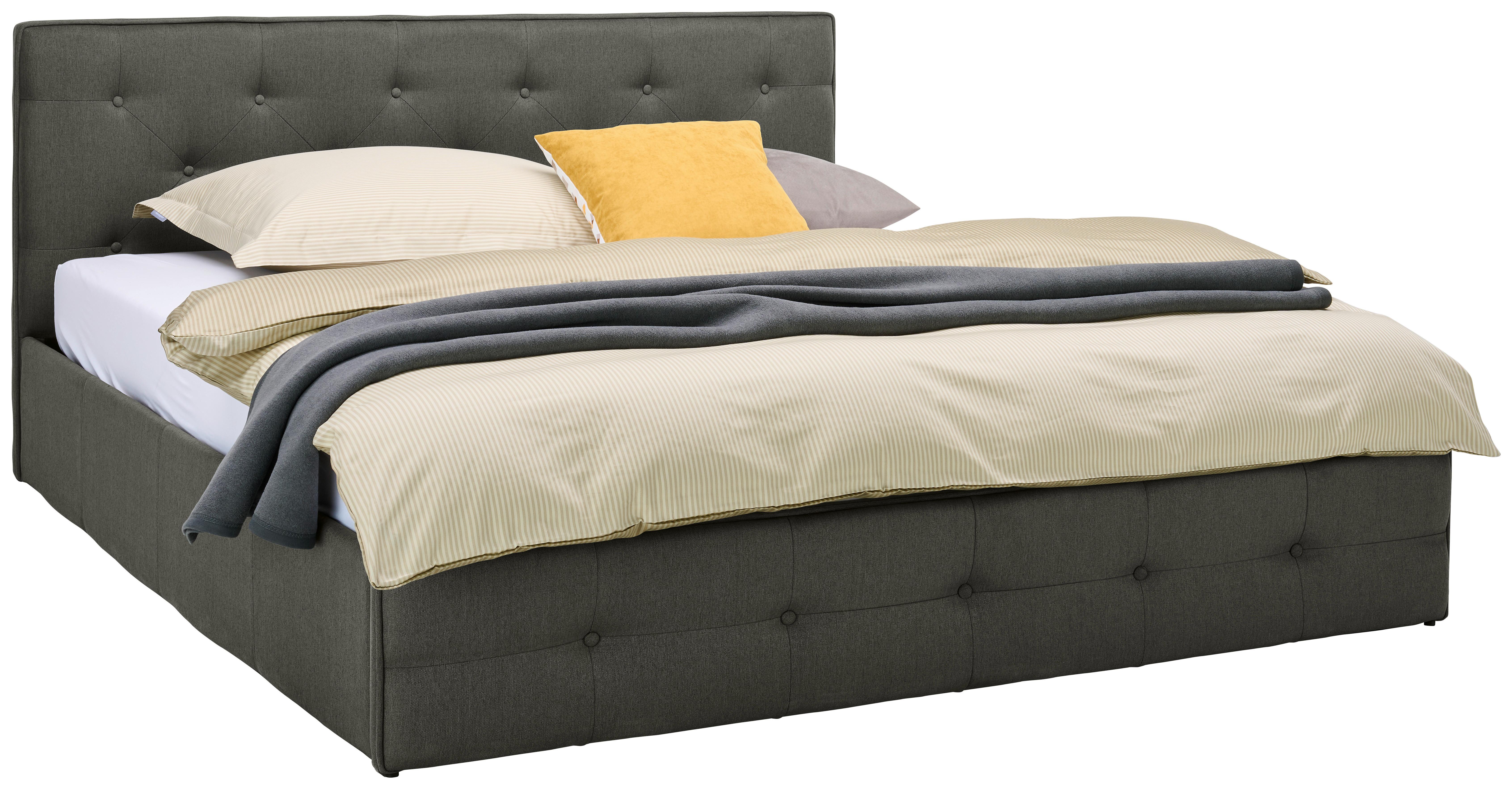 Polsterbett Padua Dunkelgrau 180x200 cm - Dunkelgrau, MODERN, Holz/Textil (180/200cm) - Carryhome