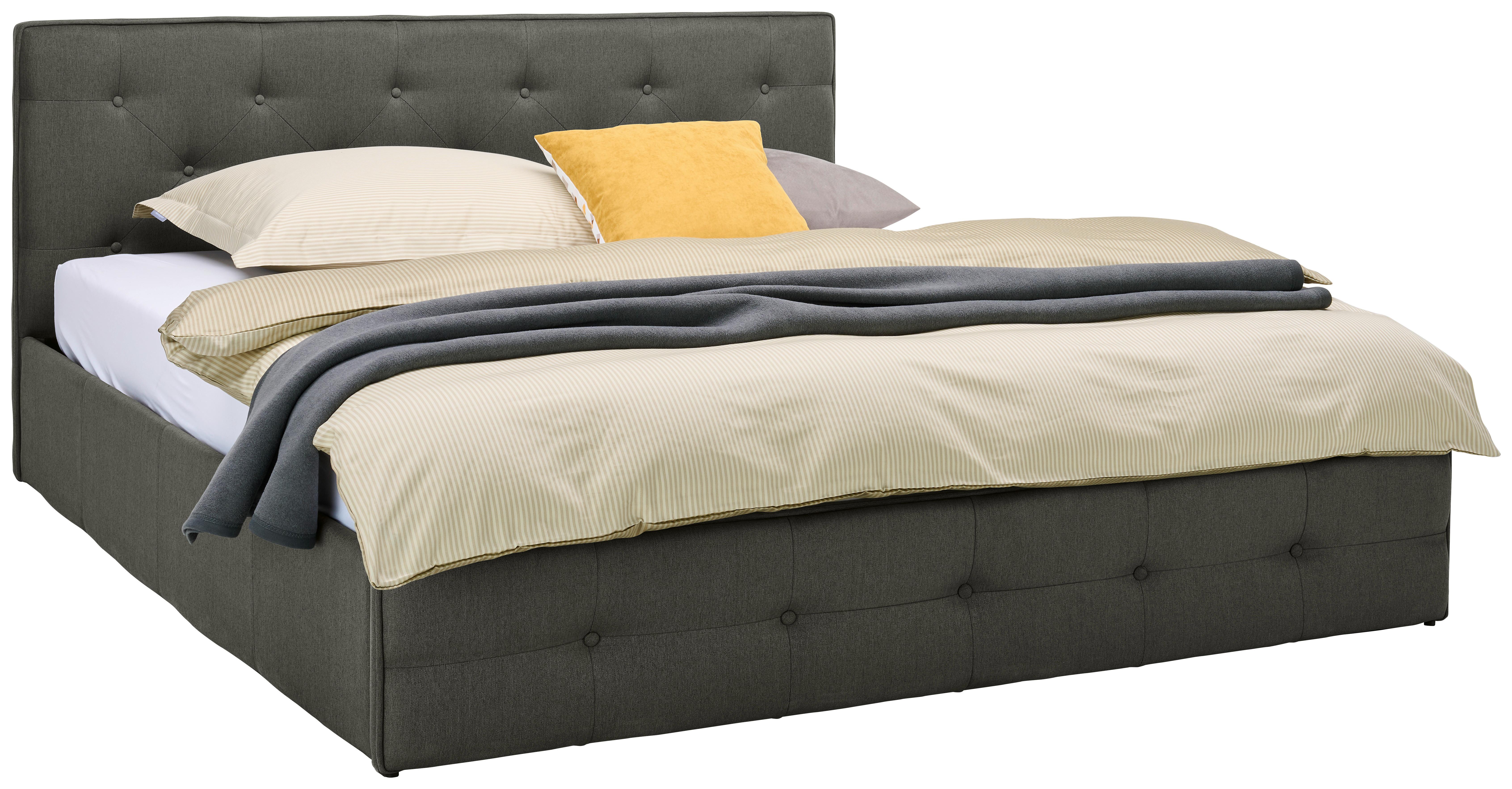 Čalúnená posteľ PADUA - tmavosivá, Moderný, drevo/textil (180/200cm) - Carryhome