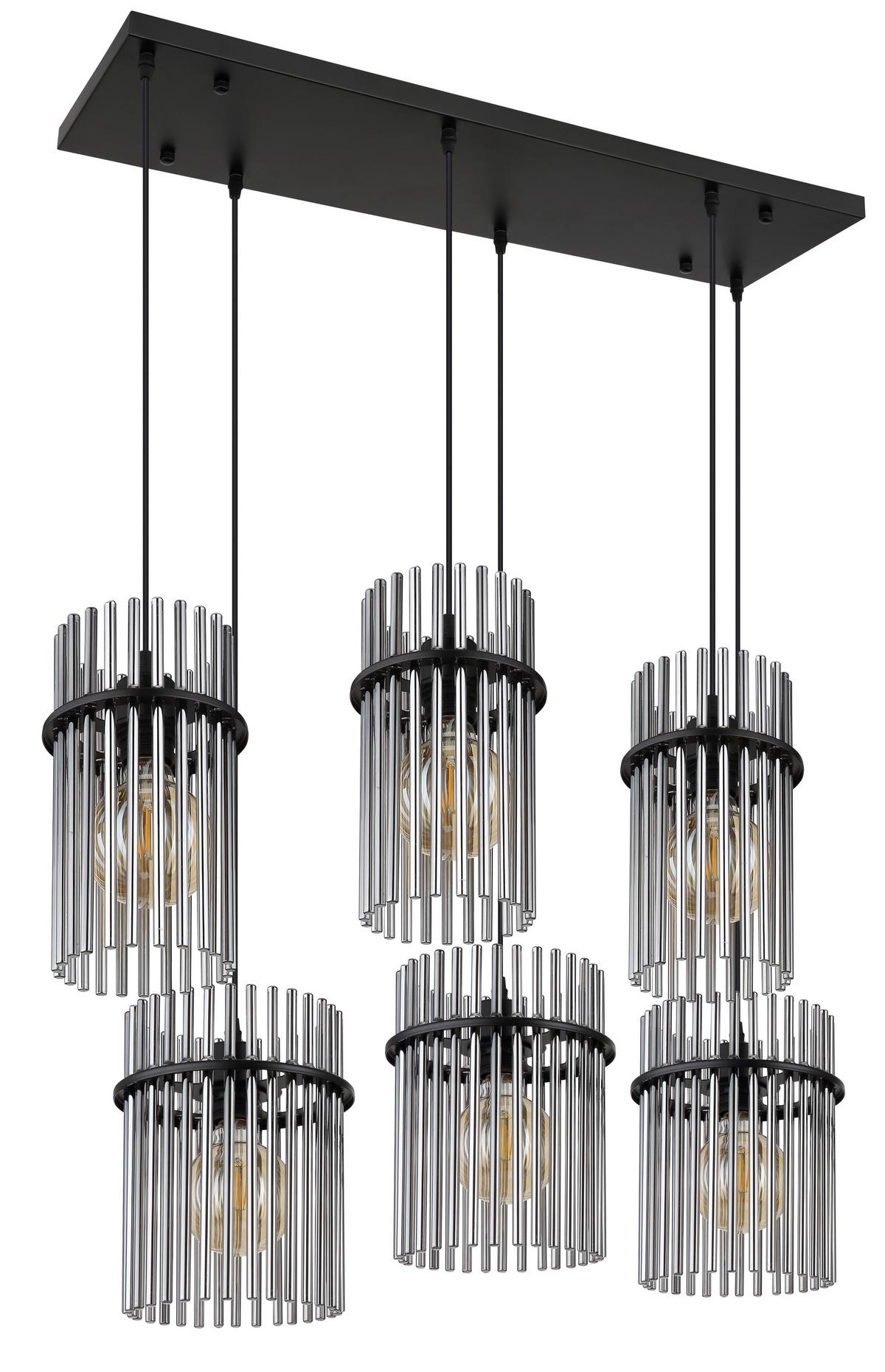 Hängeleuchte 15698-6h Gorley - Schwarz/Grau, Basics, Glas/Kunststoff (92,5/35,5/125cm) - Globo