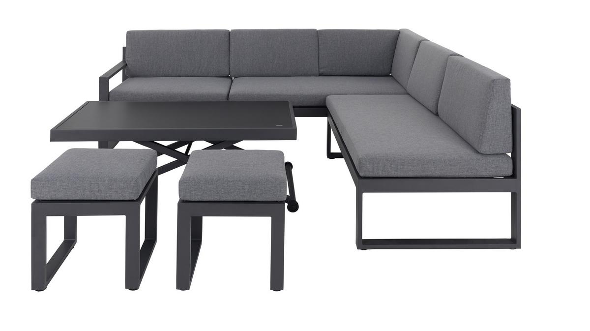 TERASOVÁ SEDACIA SÚPRAVA MOSKAU 1 - sivá/antracitová, Modern, kov/textil (200/213/62cm) - Mömax