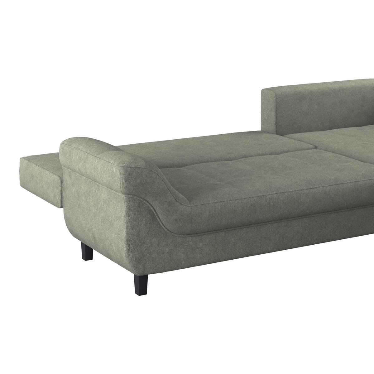 Ecksofa Mendoza - Schwarz/Grau, Design, Textil (309/197cm) - Ondega