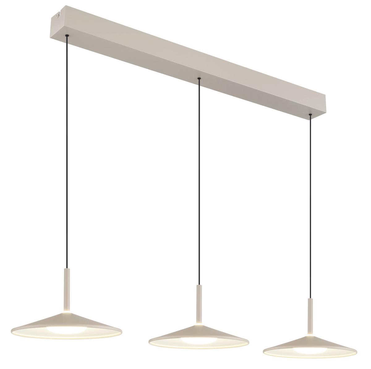 LED-HÄNGELEUCHTE 15635SA-3H  LAMPONE - Sandfarben/Opal, Design, Kunststoff/Metall (95/25/180cm) - Globo